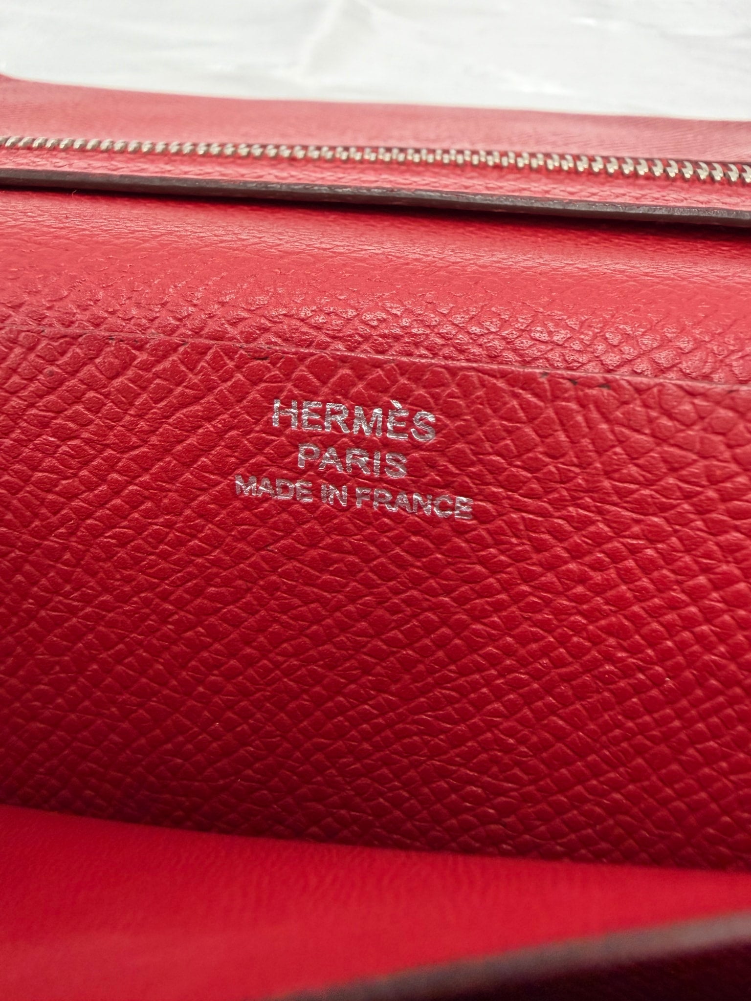 Hermes Red Leather Bearn Wallet