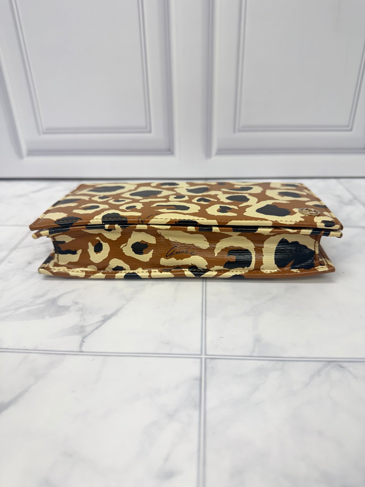 Gucci Leopard Print Leather Betty Wallet On A Chain