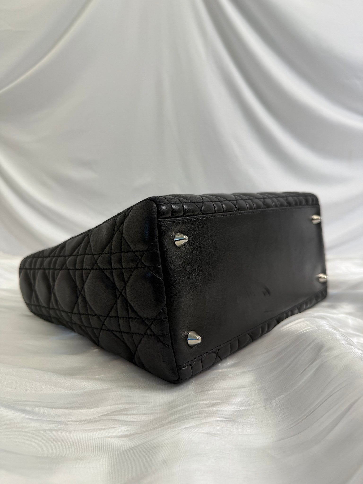 Christian Dior Black Cannage Leather Medium Lady Dior