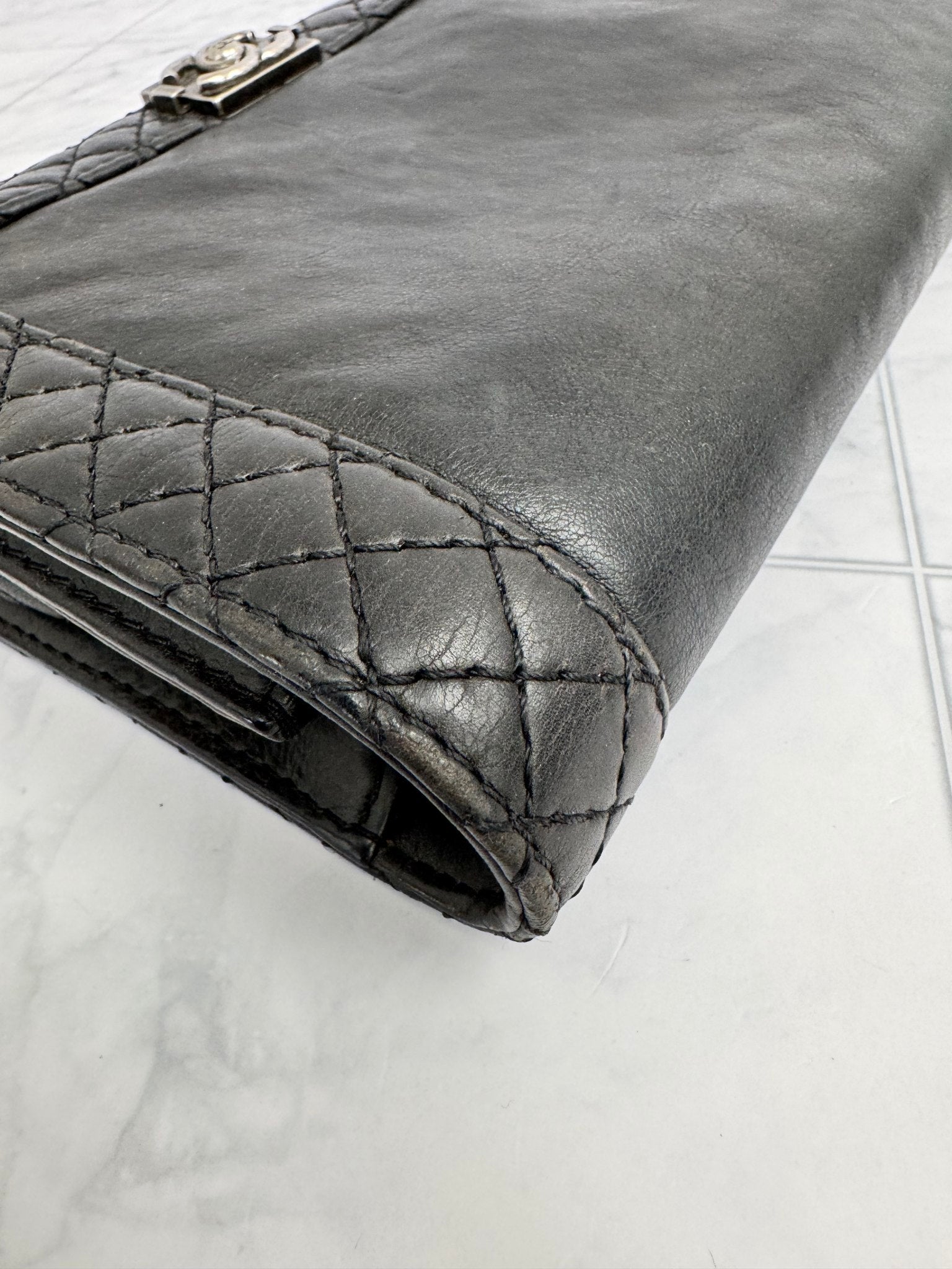 Chanel Black Reverso Boy Wallet On A Chain