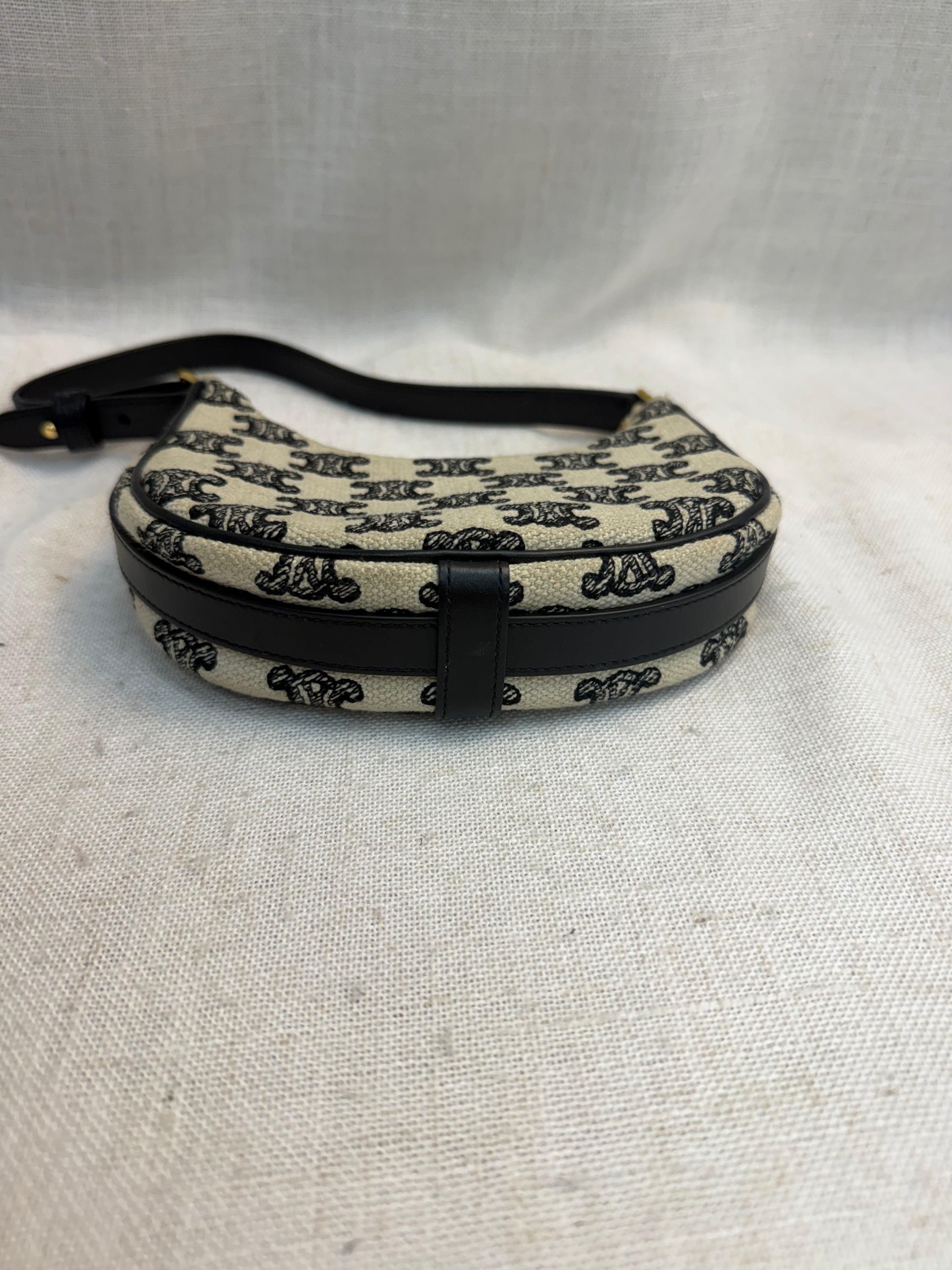 Celine White Canvas Triomphe Mini Ava Bag
