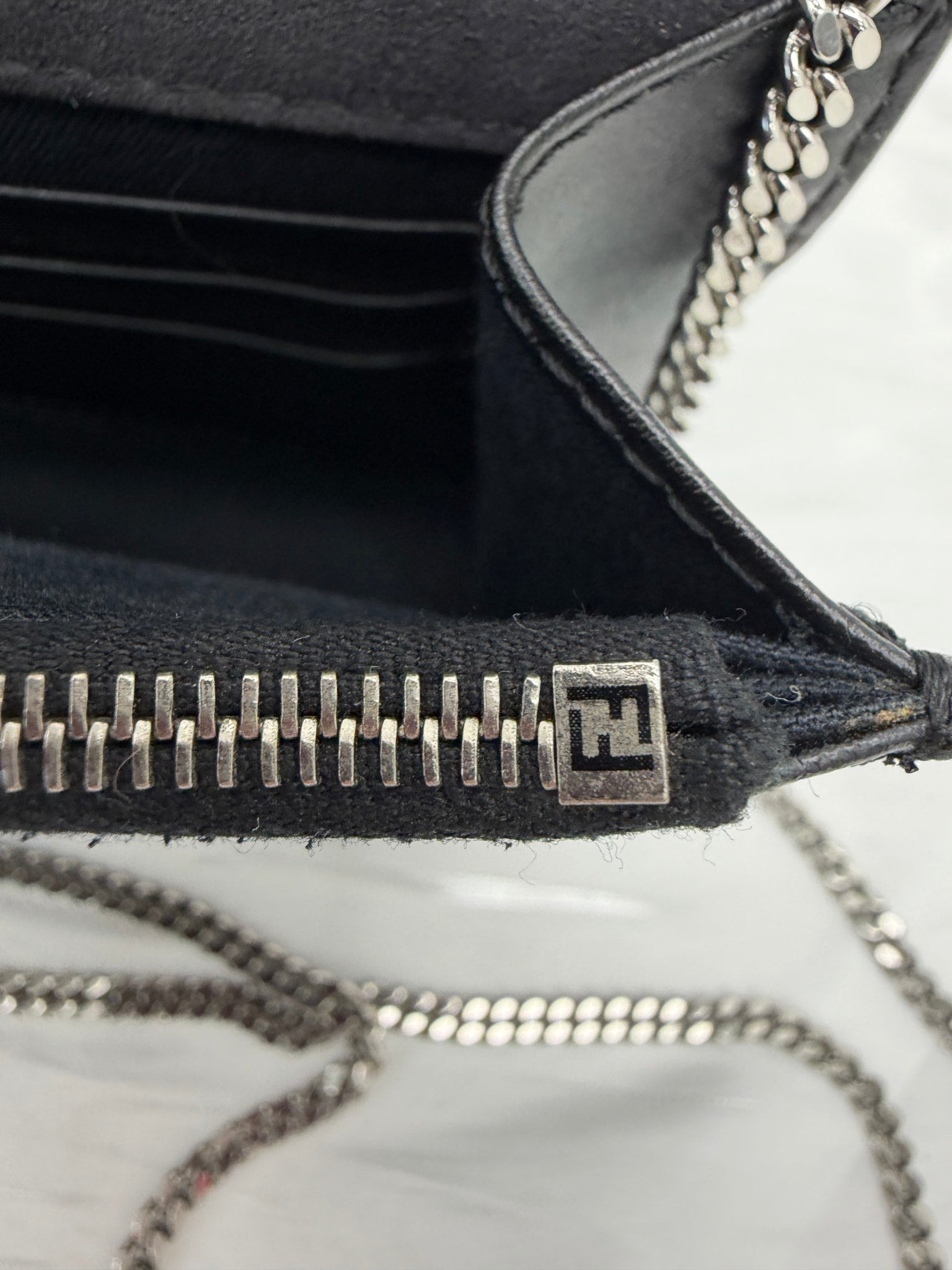 Fendi Black Leather Studded Chain Crossbody