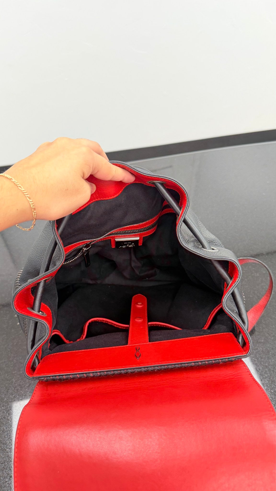 Christian Louboutin Black Leather Explorafunk Spike Backpack