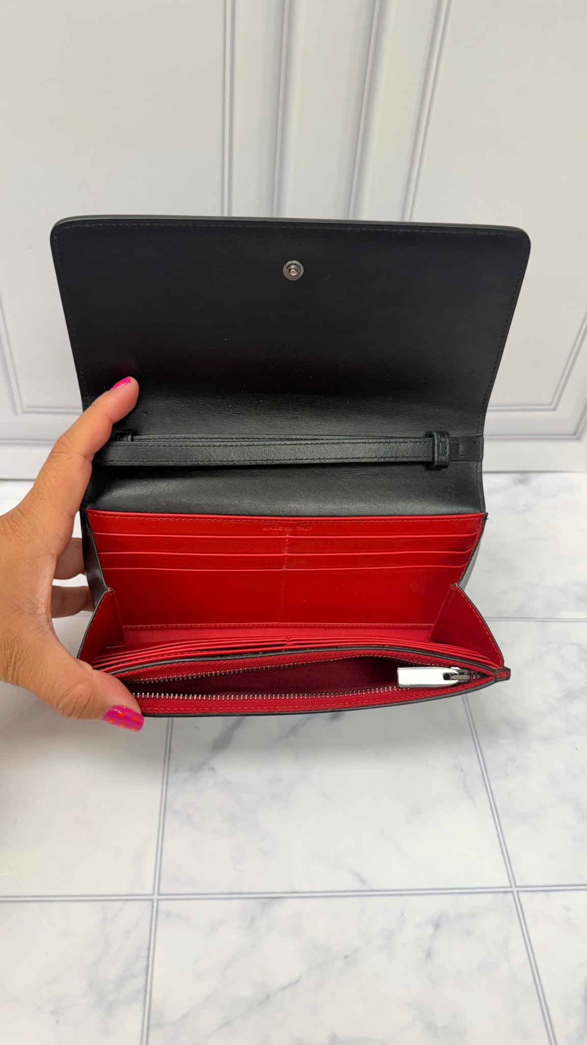 Christian Louboutin Black Leather Studded Wristlet