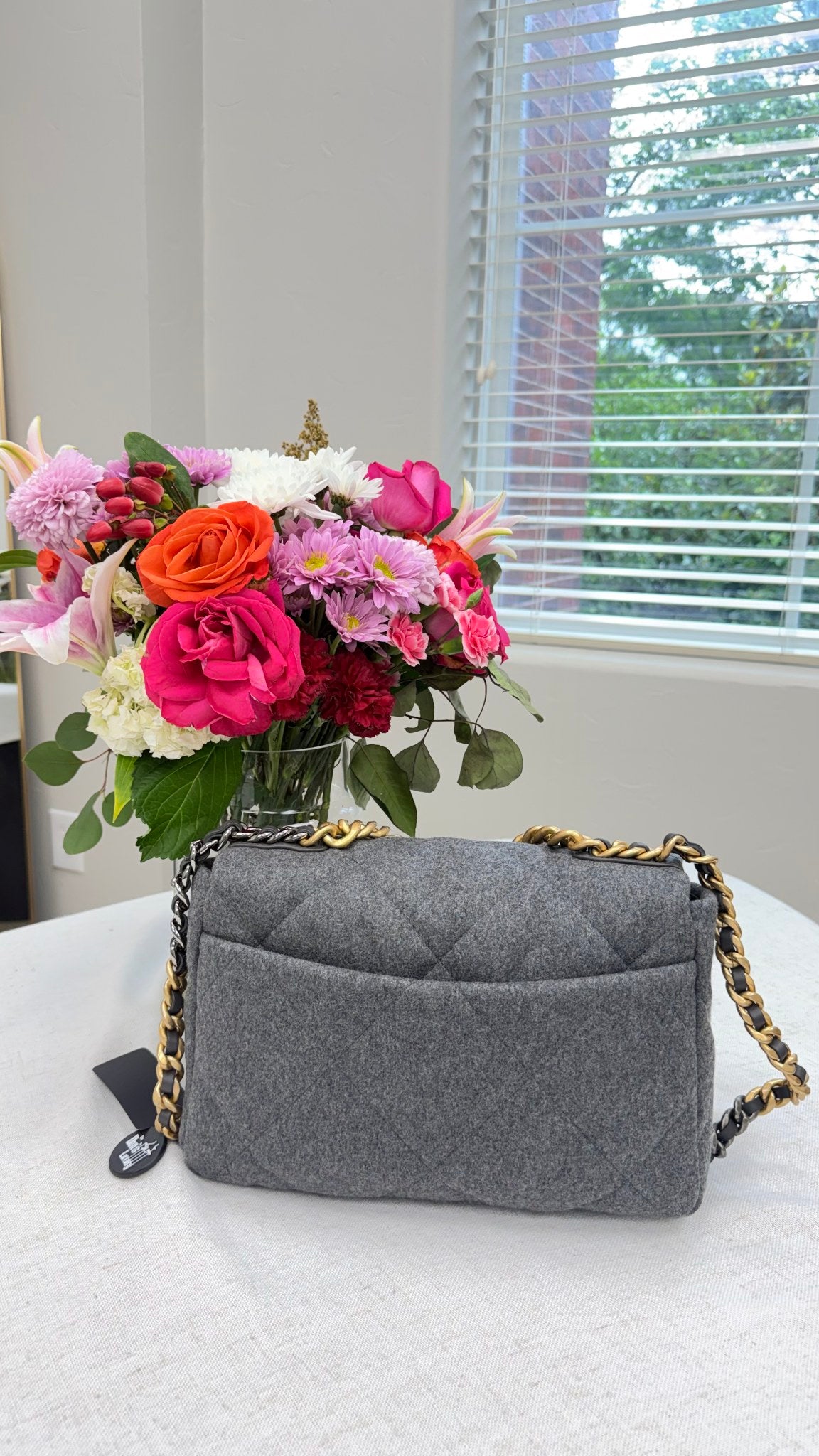 BRAND NEW - Chanel Grey Wool Medium Chanel 19 Flap Bag