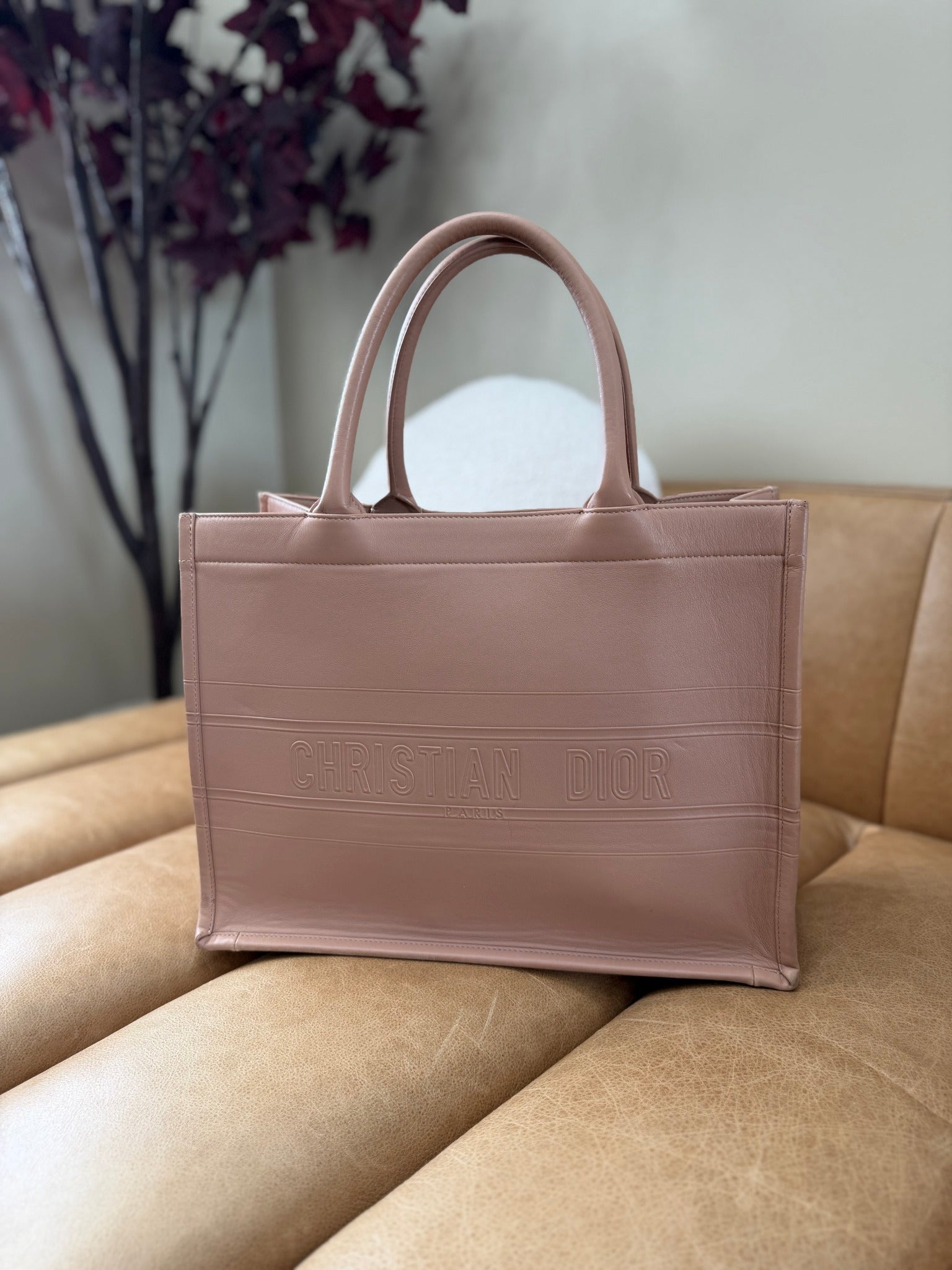 Christian Dior Nude Leather Medium Book Tote