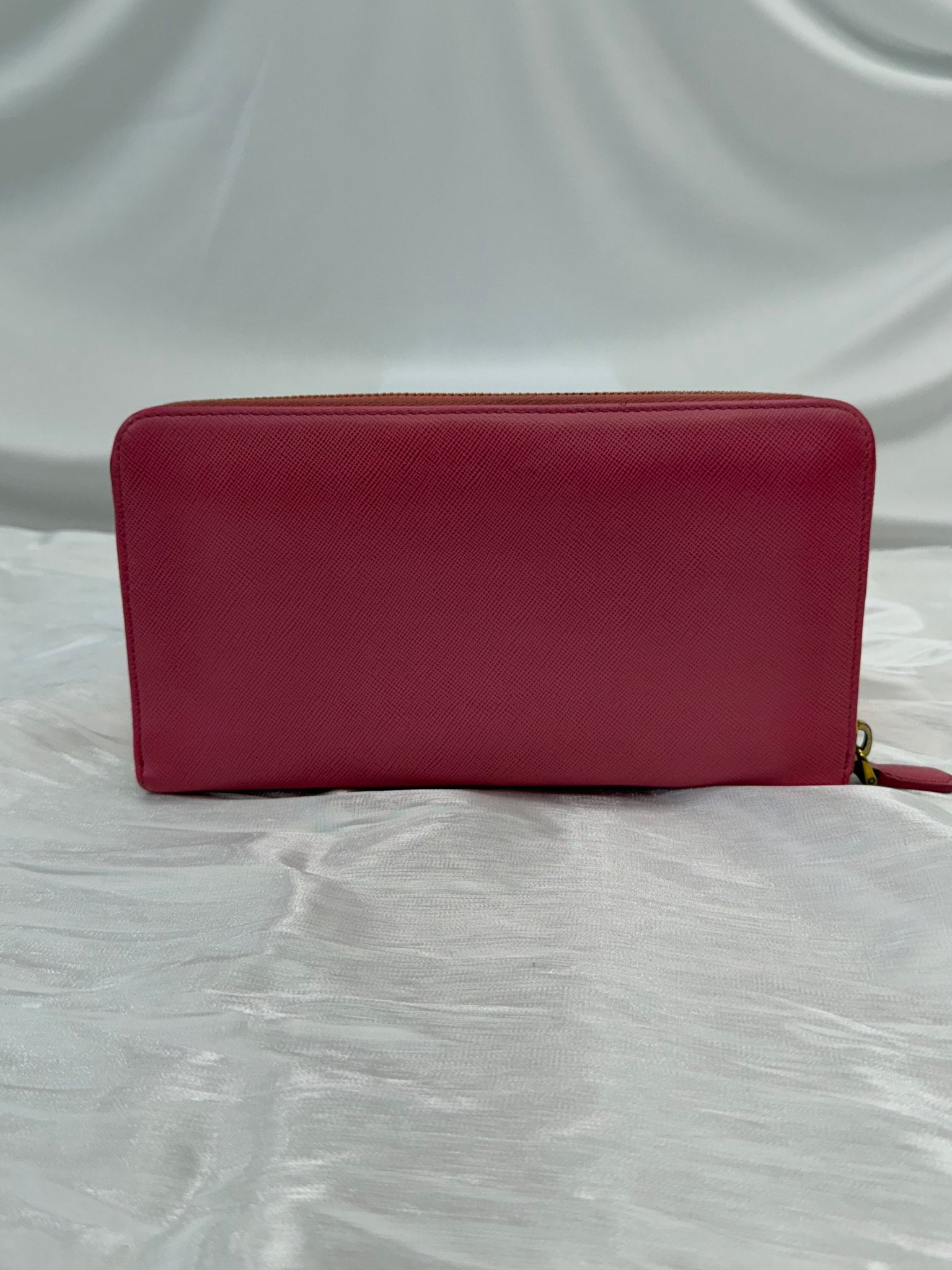 Prada Pink Saffiano Leather XL Zippy Wallet