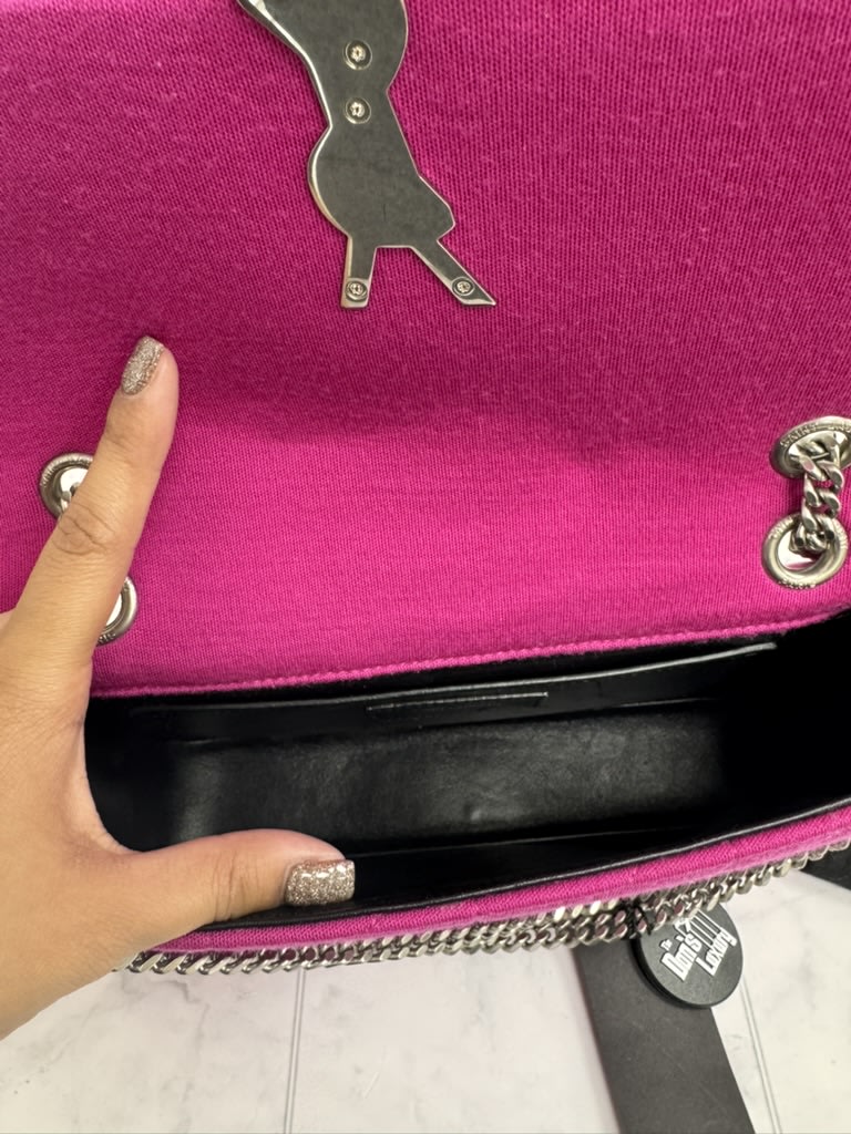 Saint Laurent YSL Hot Pink Quilted Fabric Medium Chain Flap Bag