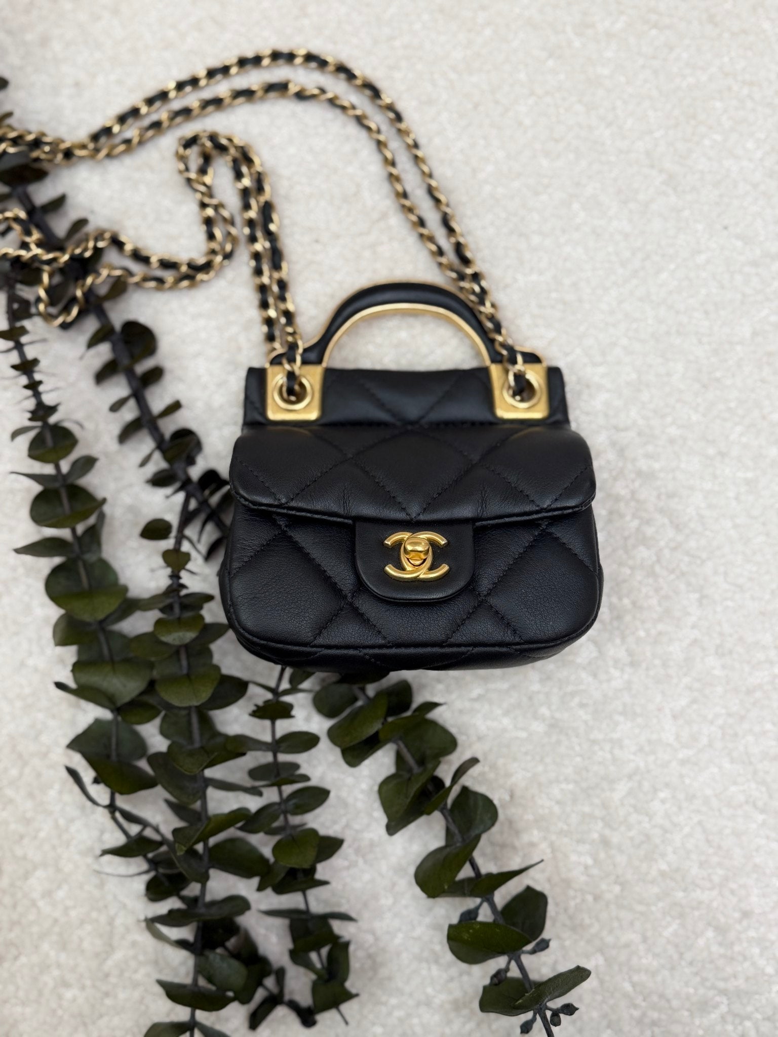 Chanel Black Lambskin Flap Card Holder Bag