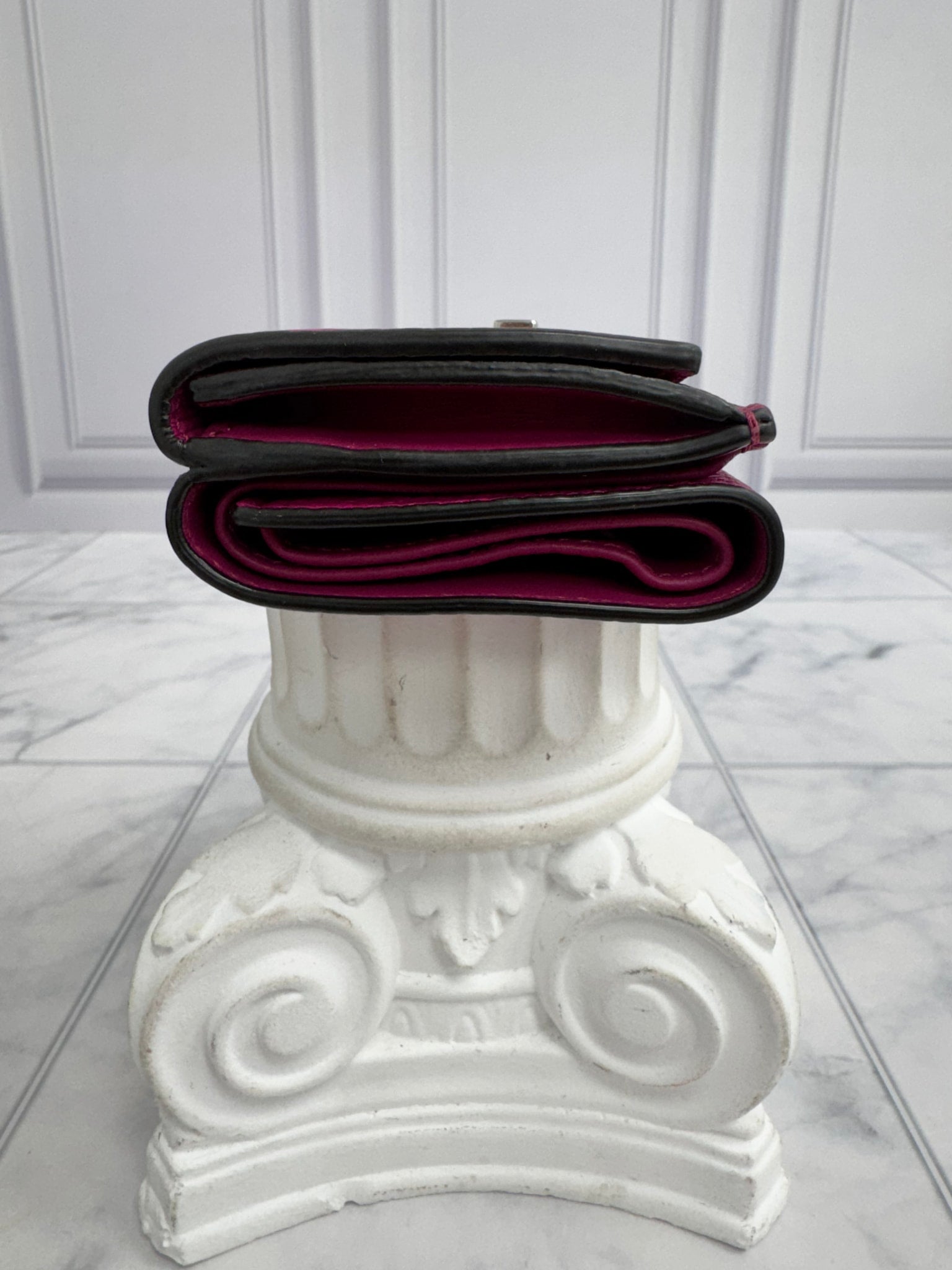 Fendi Pink Grained Leather Compact Wallet