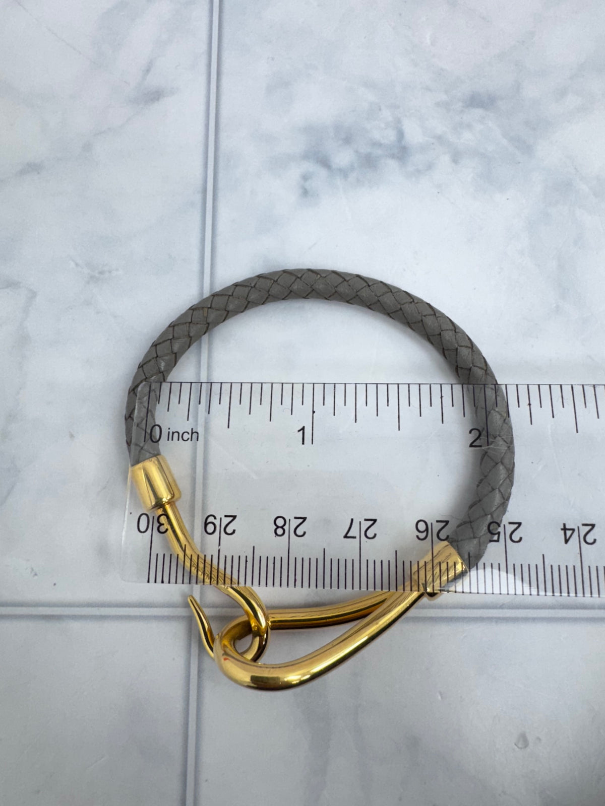 Hermes Grey Leather Jumbo Hook Bracelet