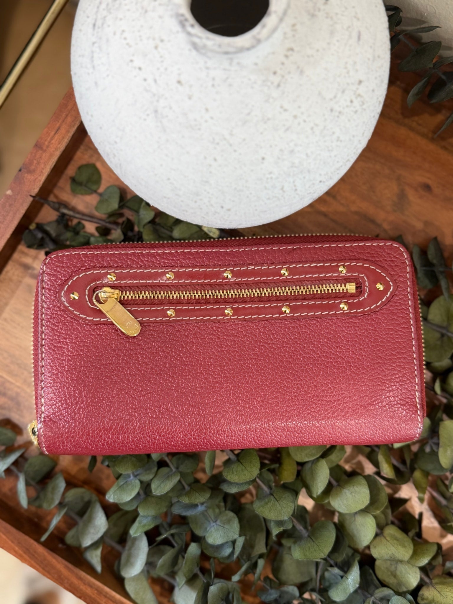 Louis Vuitton Red Leather Zippy Wallet