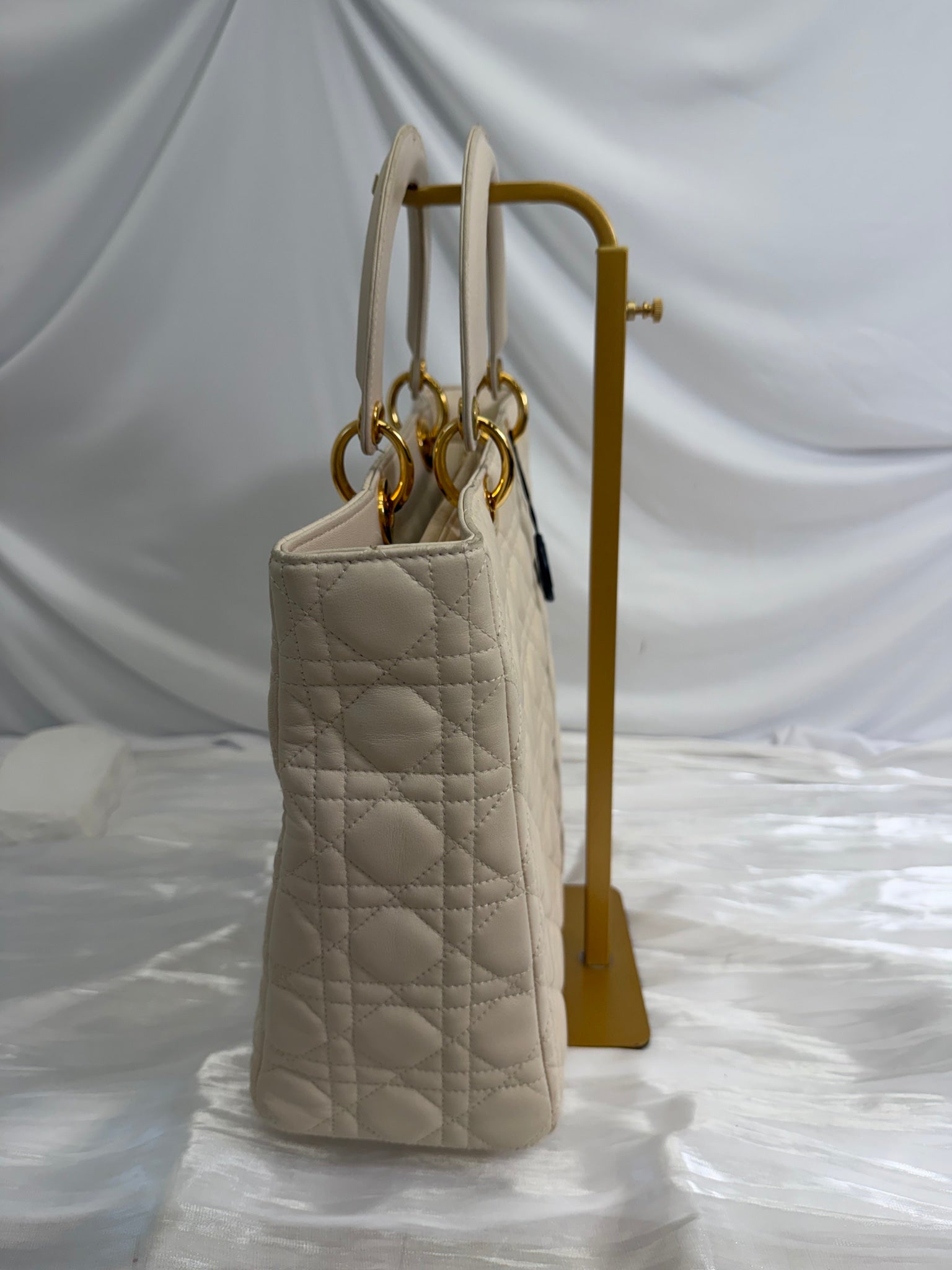 Christin Dior Cream Cannage Leather Large Lady Dior