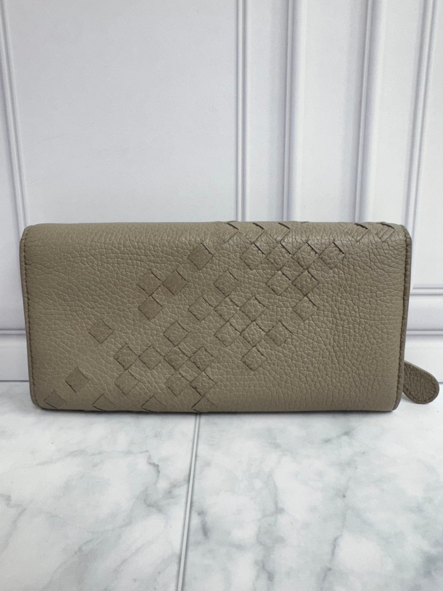 Bottega Veneta Taupe Intrecciato Leather Long Continental Wallet