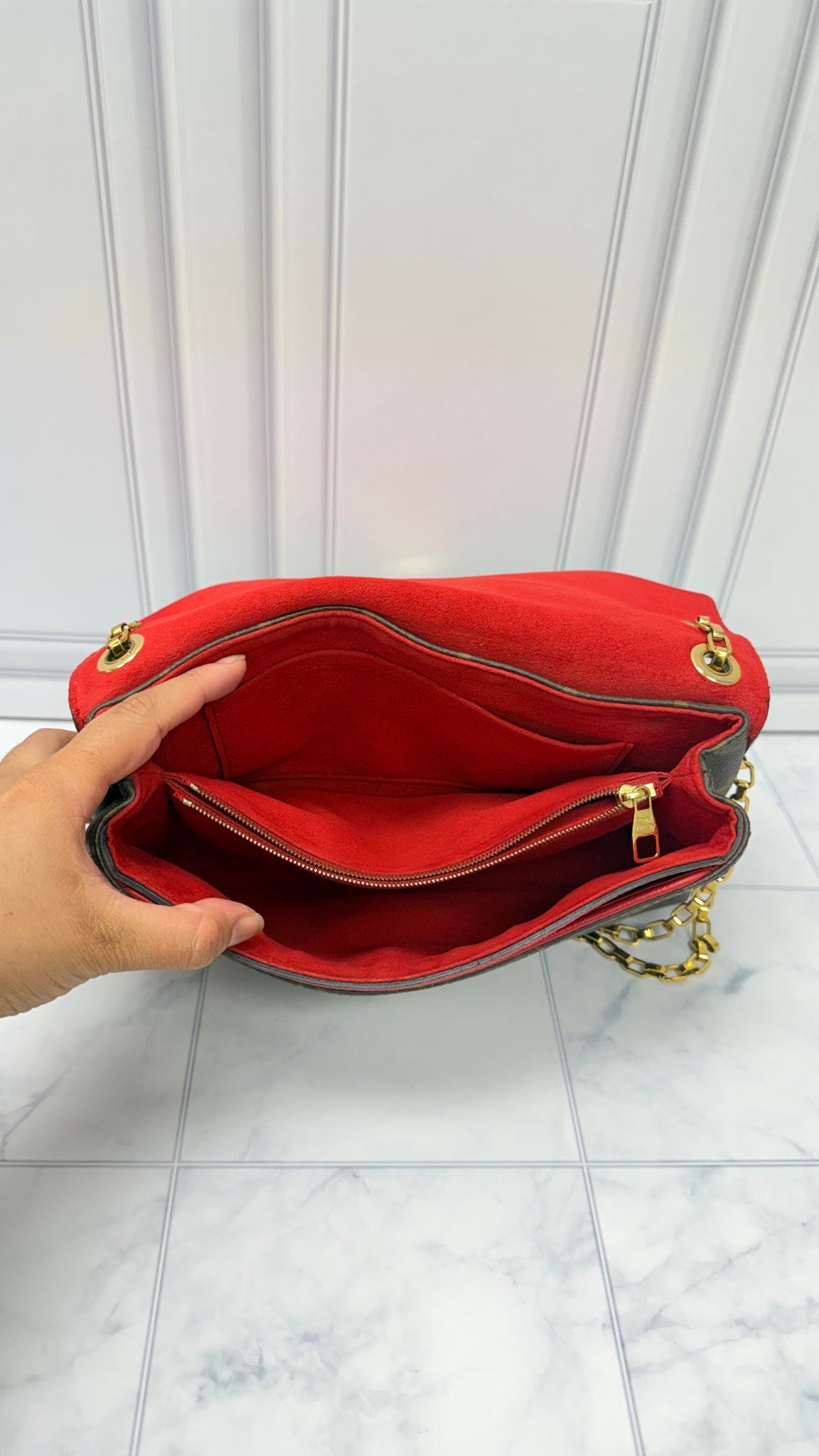 Louis Vuitton Red Monogram Pallas Chain Shoulder Bag