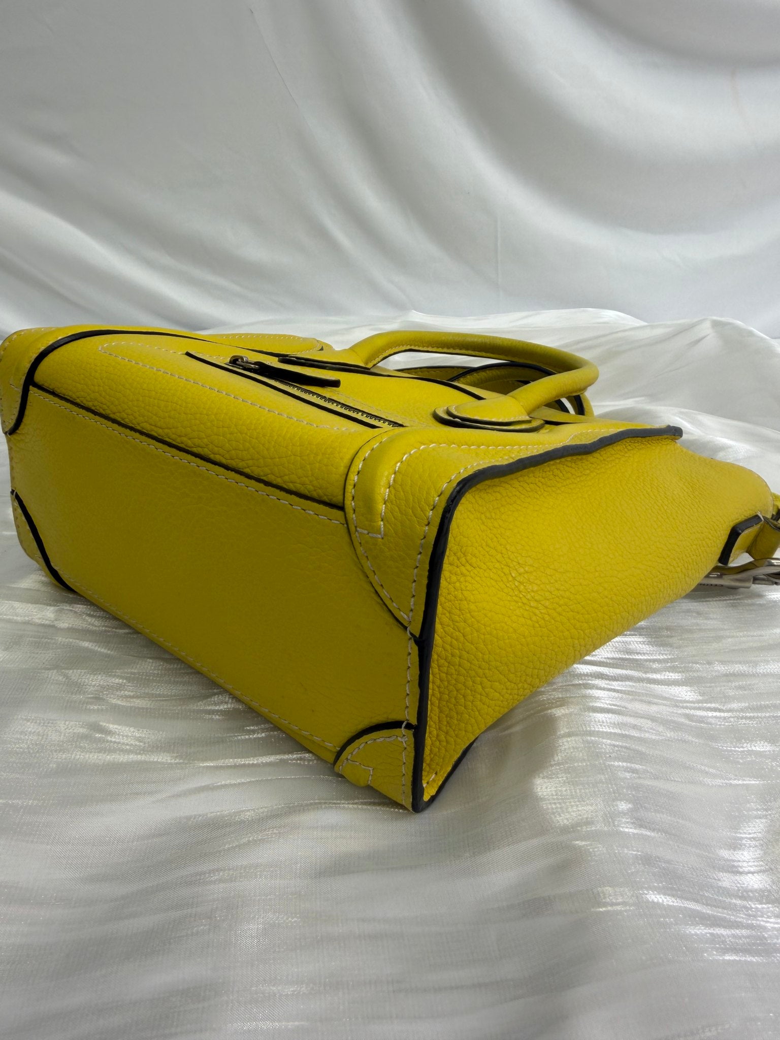 Celine Yellow Leather Nano Luggage Tote