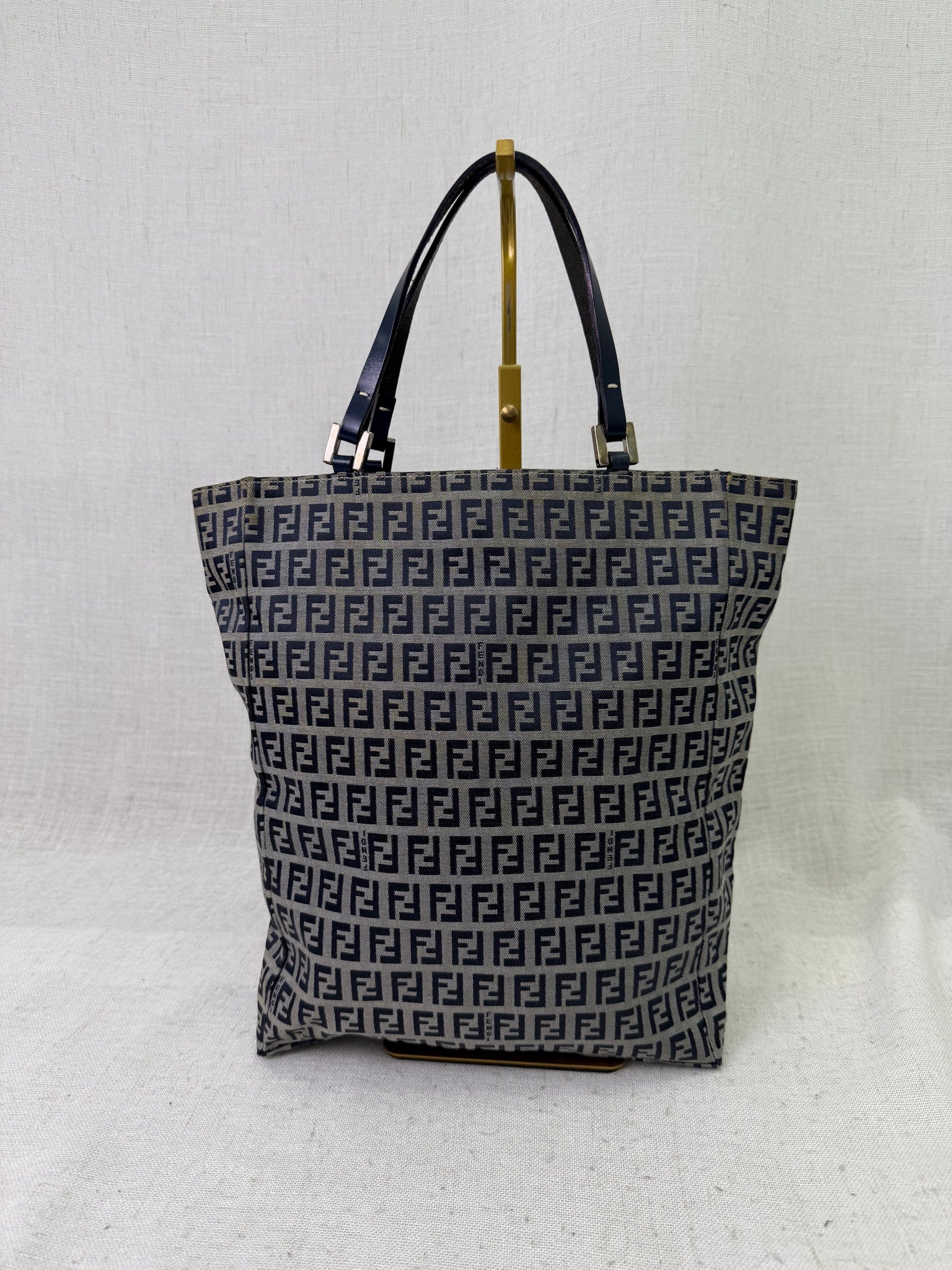 Fendi Navy Zucchino Canvas Tote