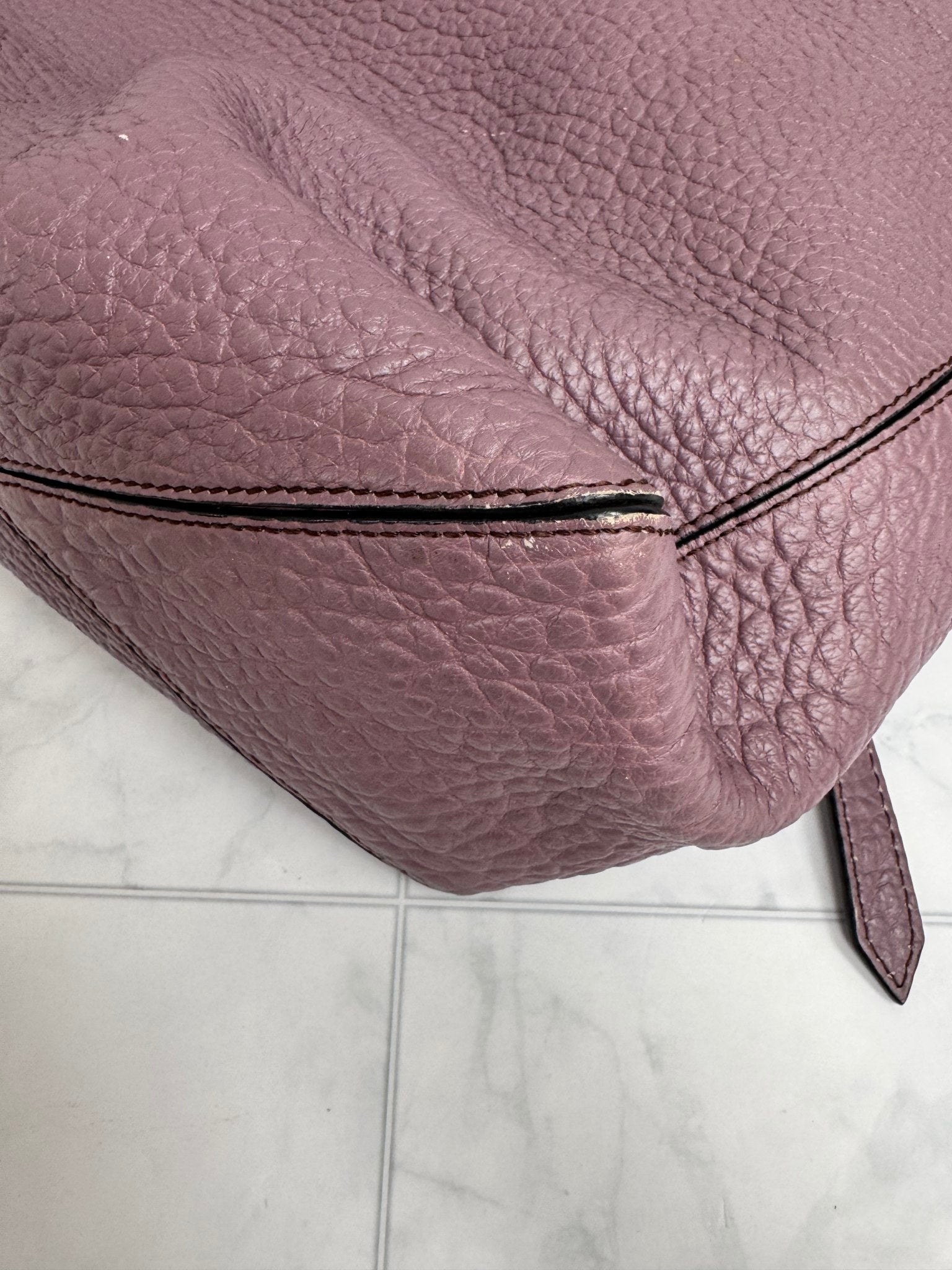 Burberry Purple Pebbled Leather Large 2Way Bag