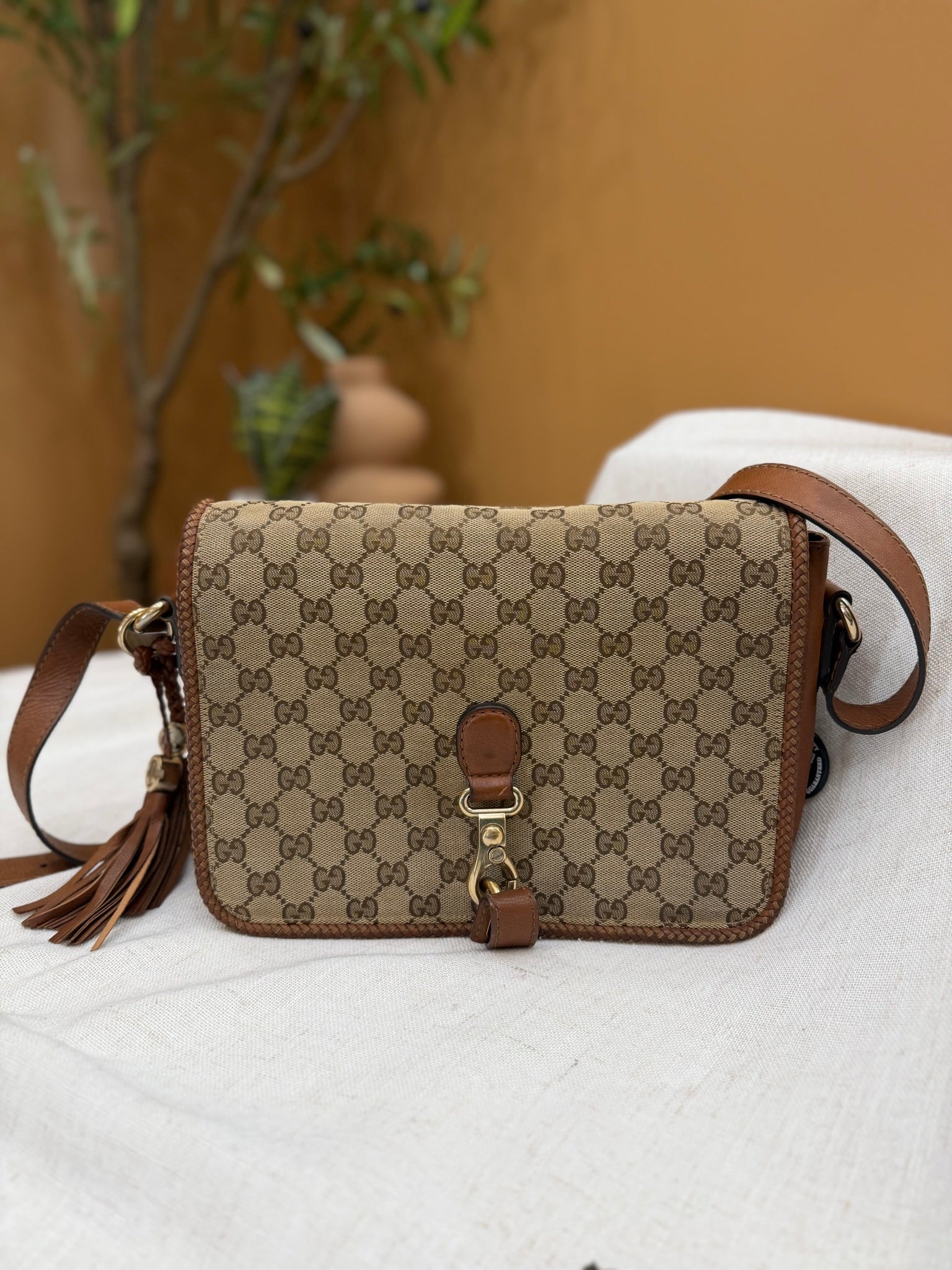 Gucci Brown GG Canvas Print Messenger Bag