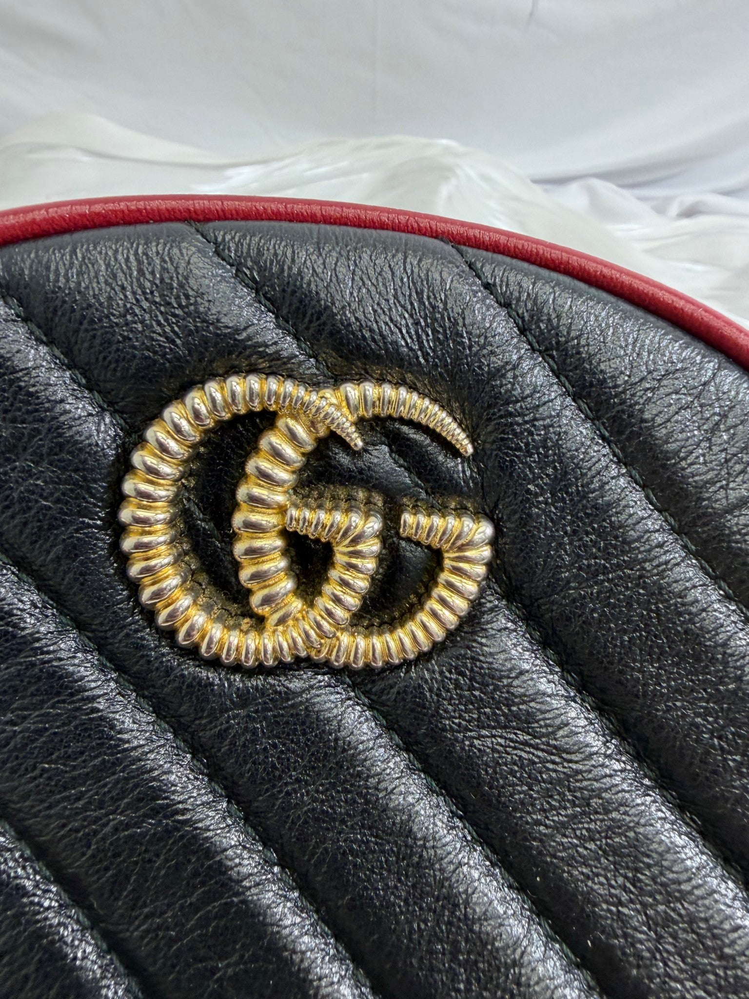 Gucci GG Marmont Black Leather Round Crossbody