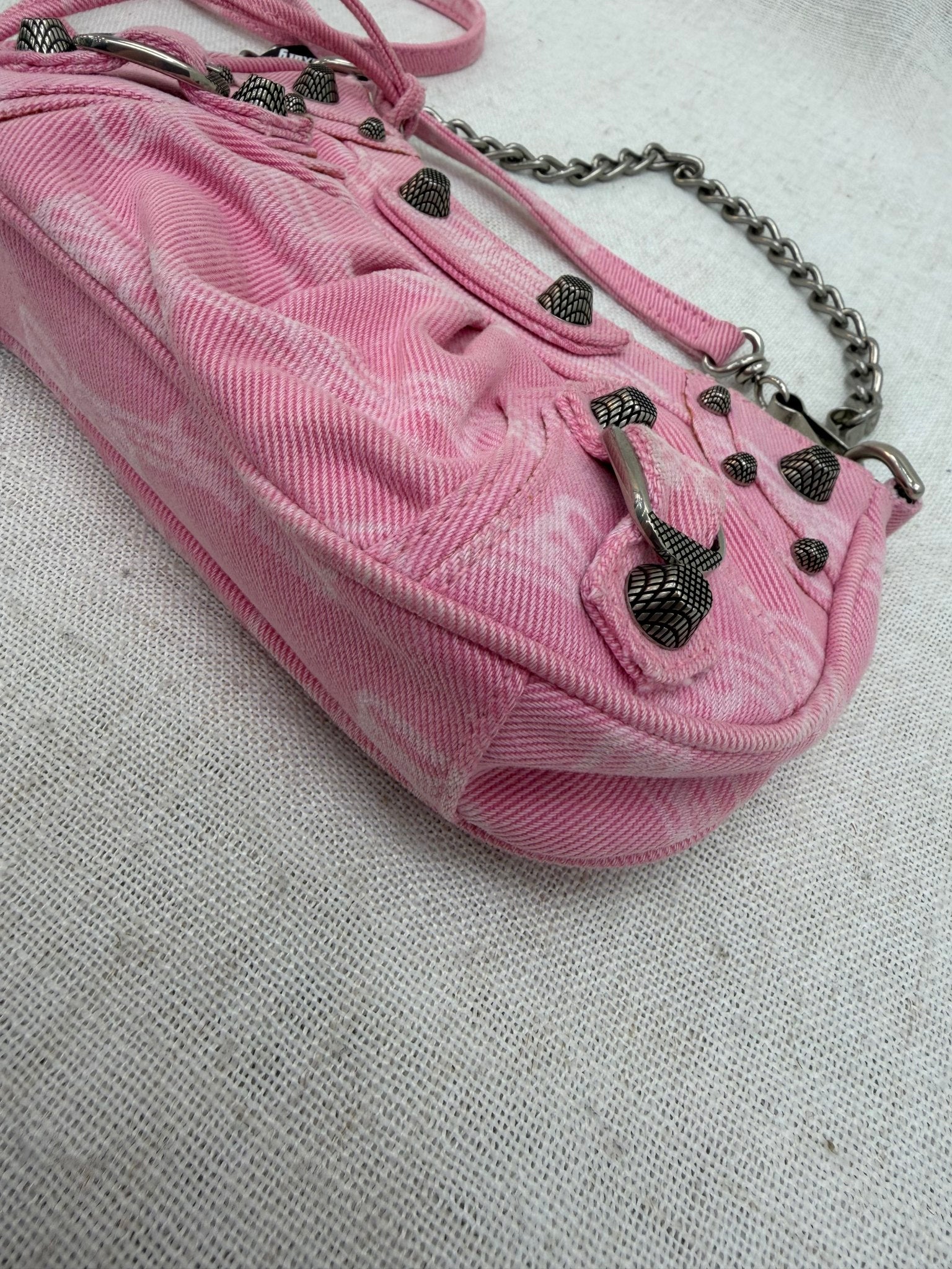 Balenciaga Pink Denim Le Cagole Shoulder Bag