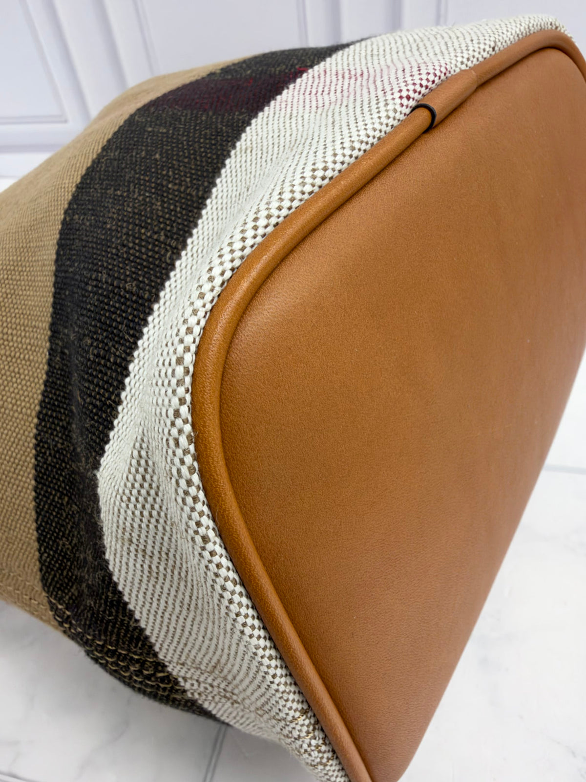 Burberry Brown House Check Canvas & Leather Small Ashby Bucket Bag