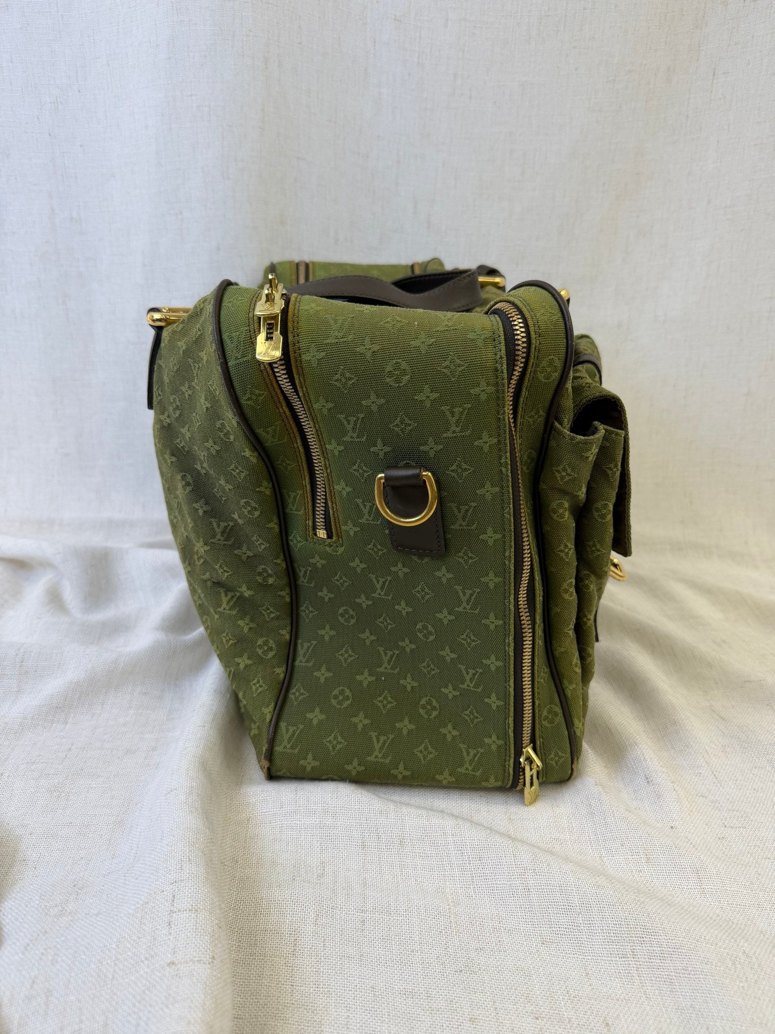 Louis Vuitton Olive Green Monogram Canvas Mini Lin Claudine Duffle Bag
