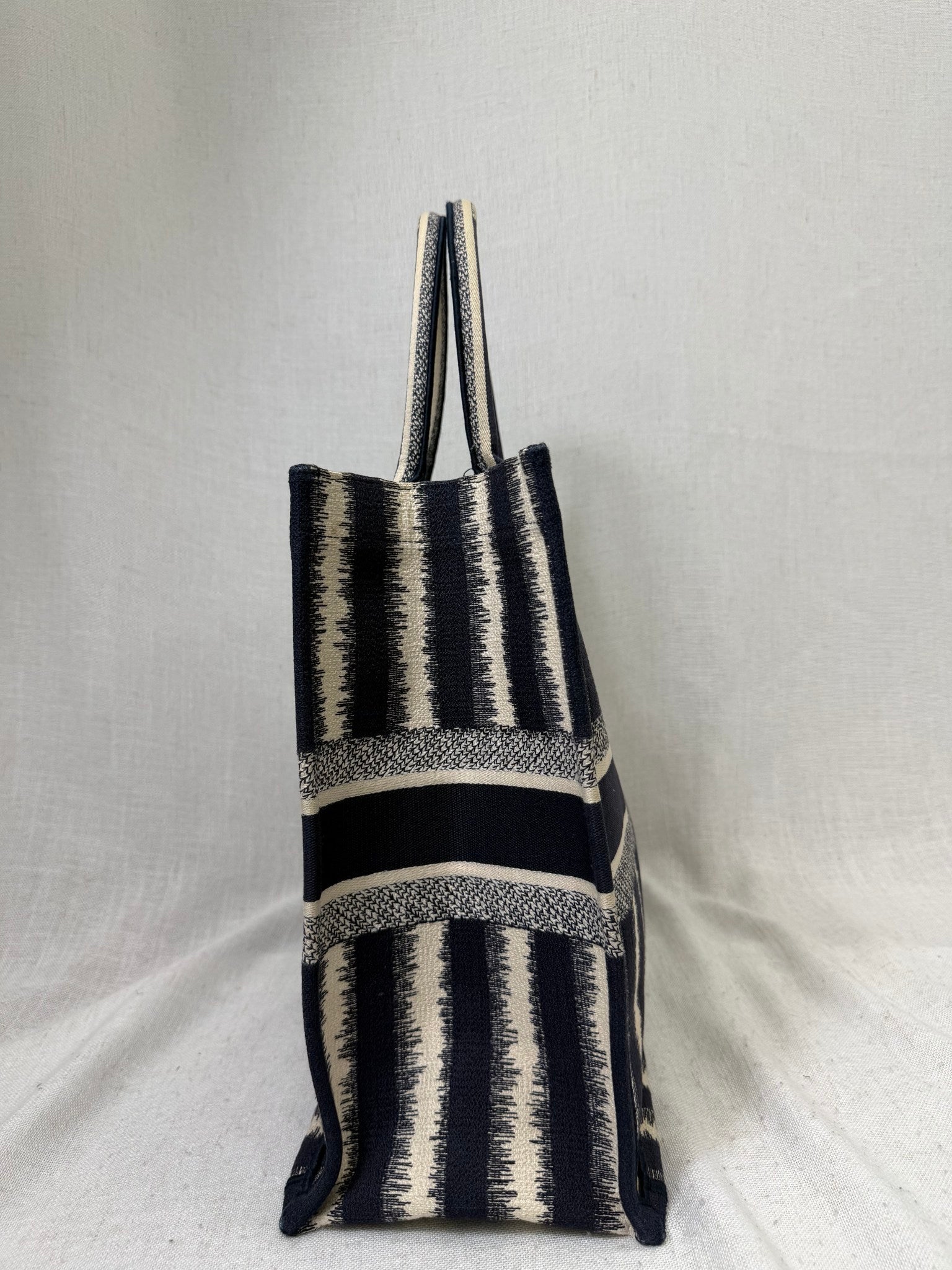 Christian Dior Blue Striped Canvas Large Book Tote