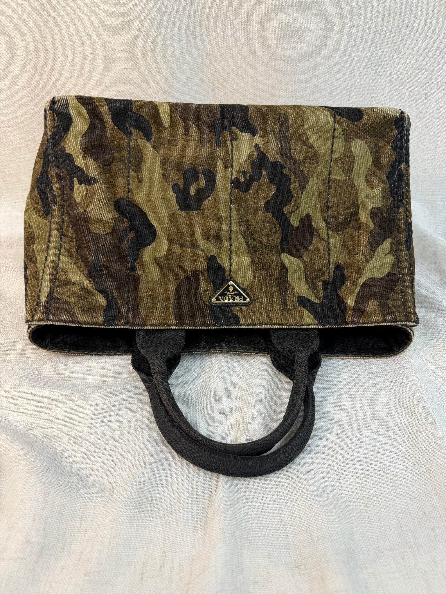 Prada Camo Canvas Canapa Handbag