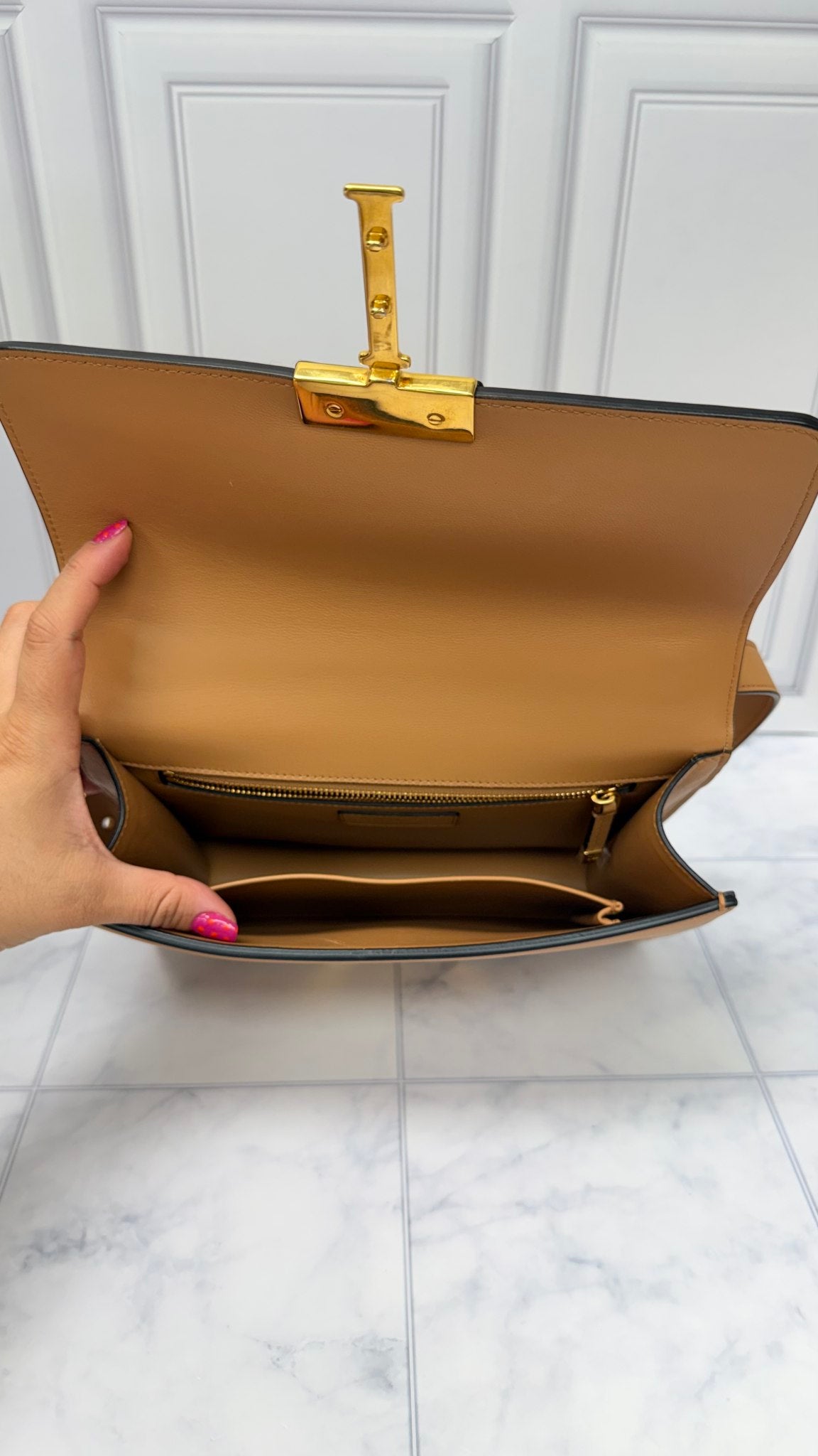 Christian Dior Tan Leather Montaigne Shoulder Bag