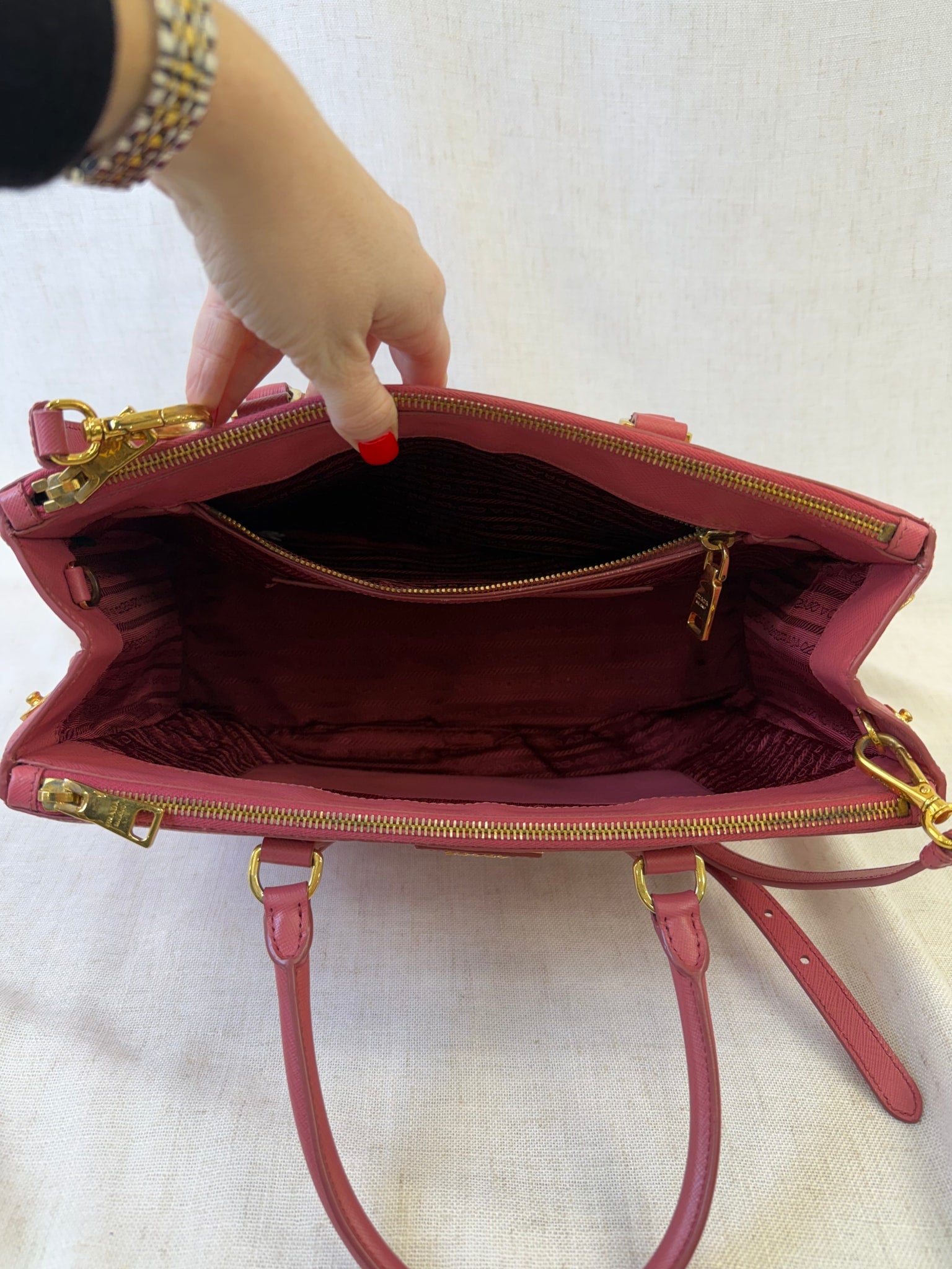 Prada Pink Saffiano Leather Galleria Two Way Tote