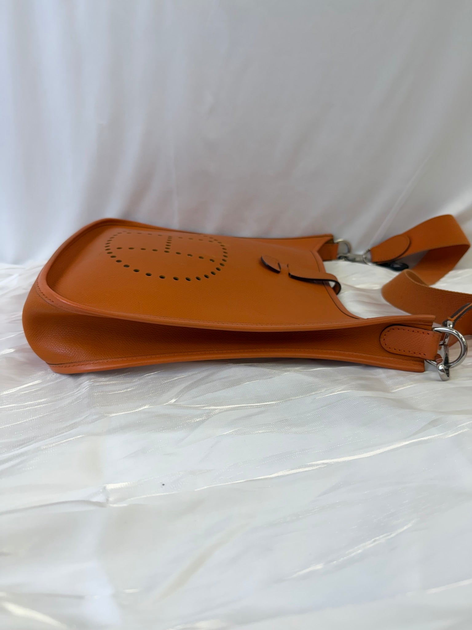 Hermes Orange Leather Evelyne Crossbody Bag PM