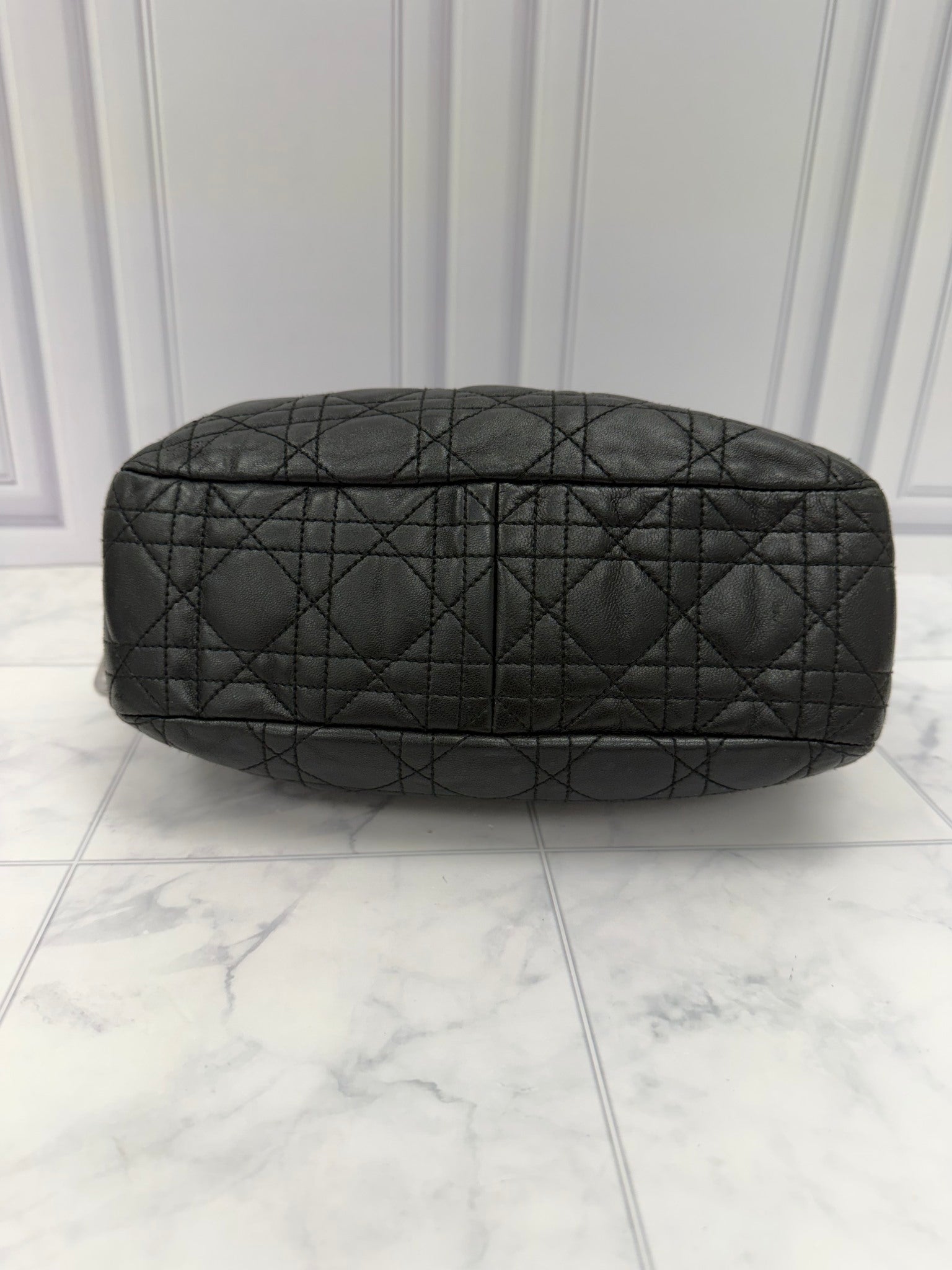 Christian Dior Black Cannage Lambskin Soft Hobo Bag