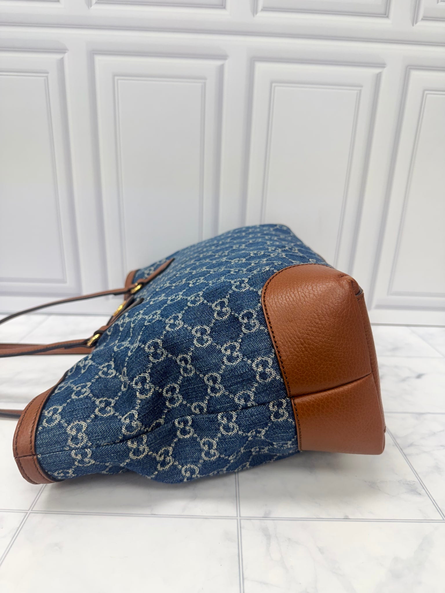 Gucci Blue Denim GG Tote Bag