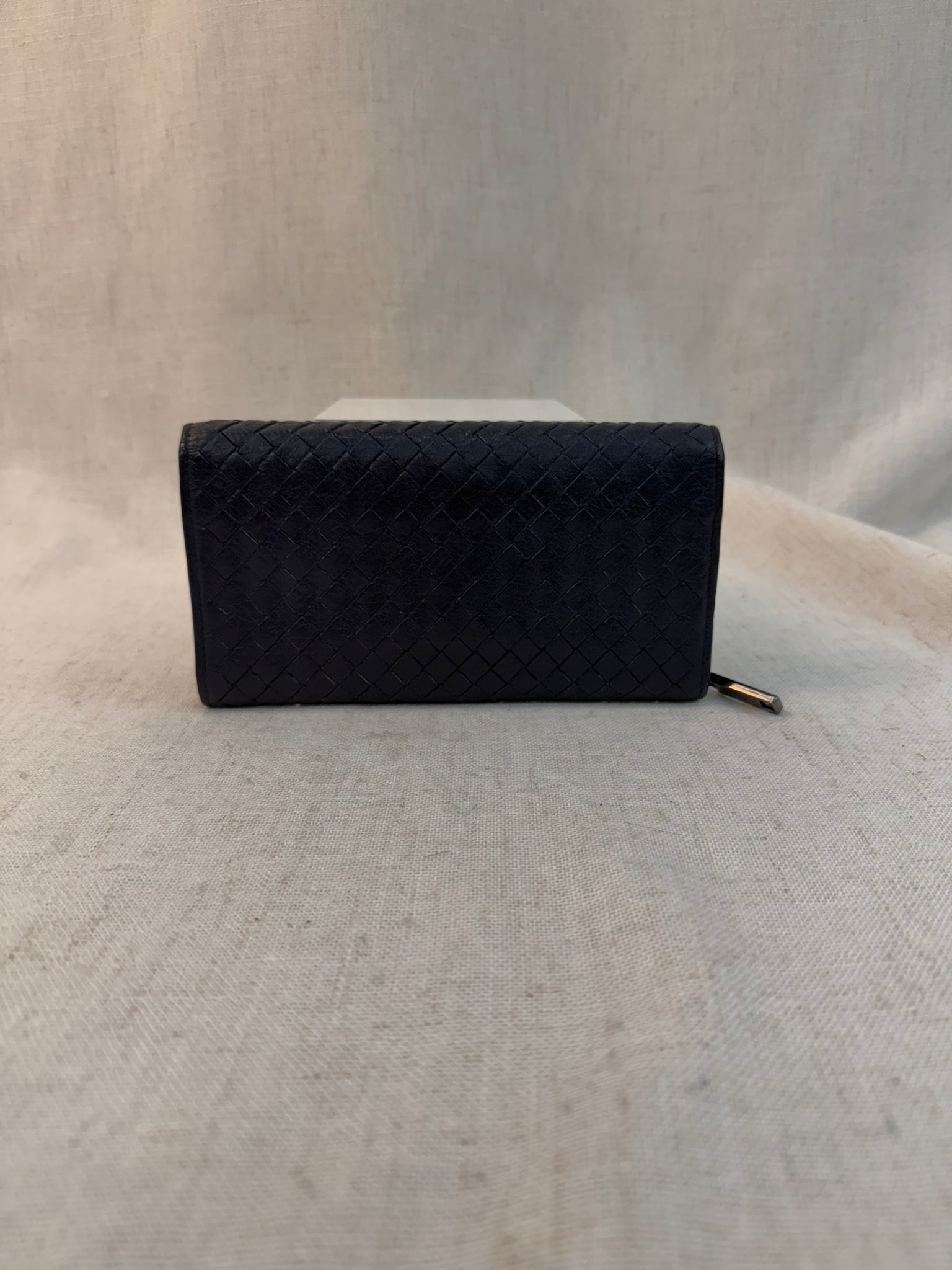 Bottega Veneta Blue Leather Intrecciato Long Wallet
