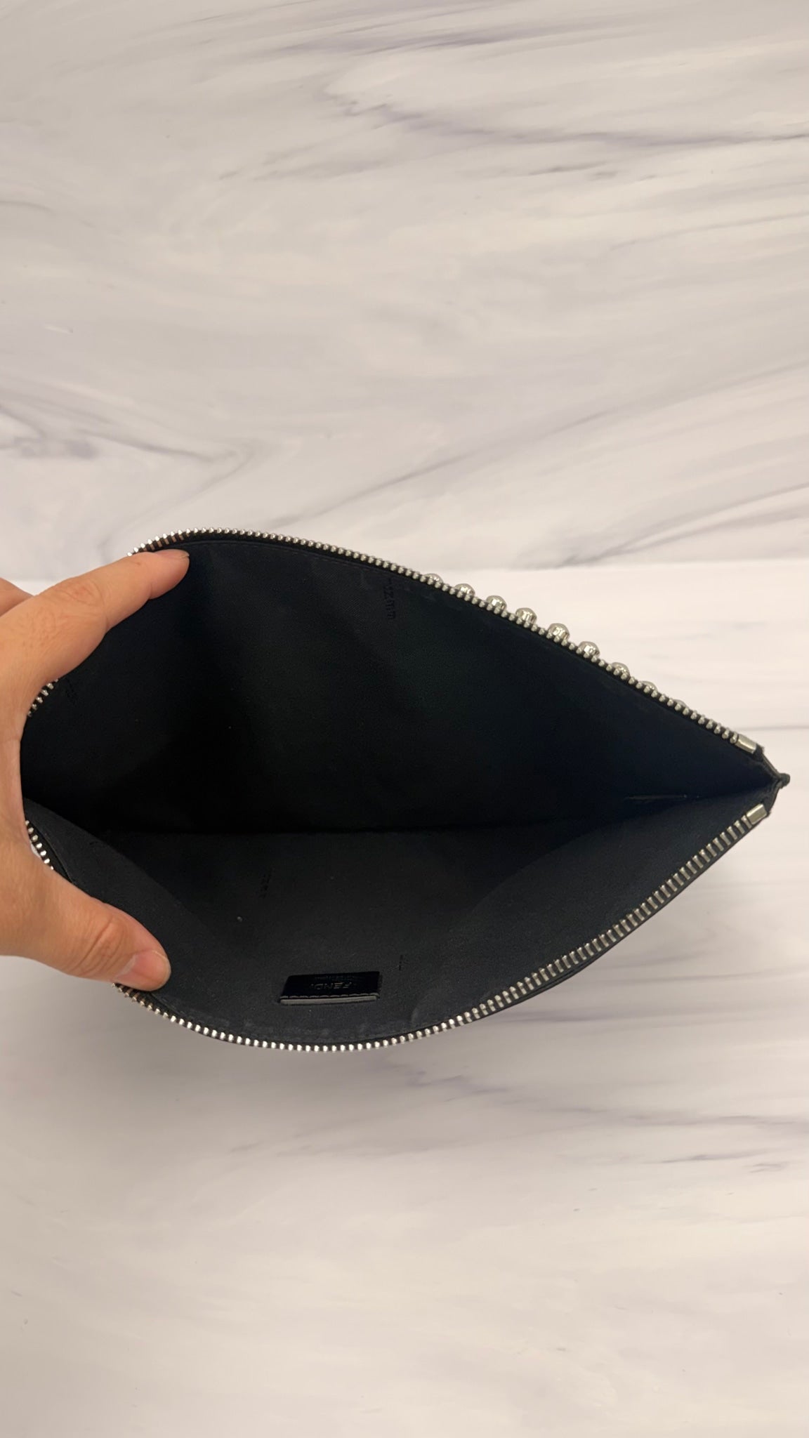 LIKE NEW - Fendi Black Saffiano Leather Karlito Clutch