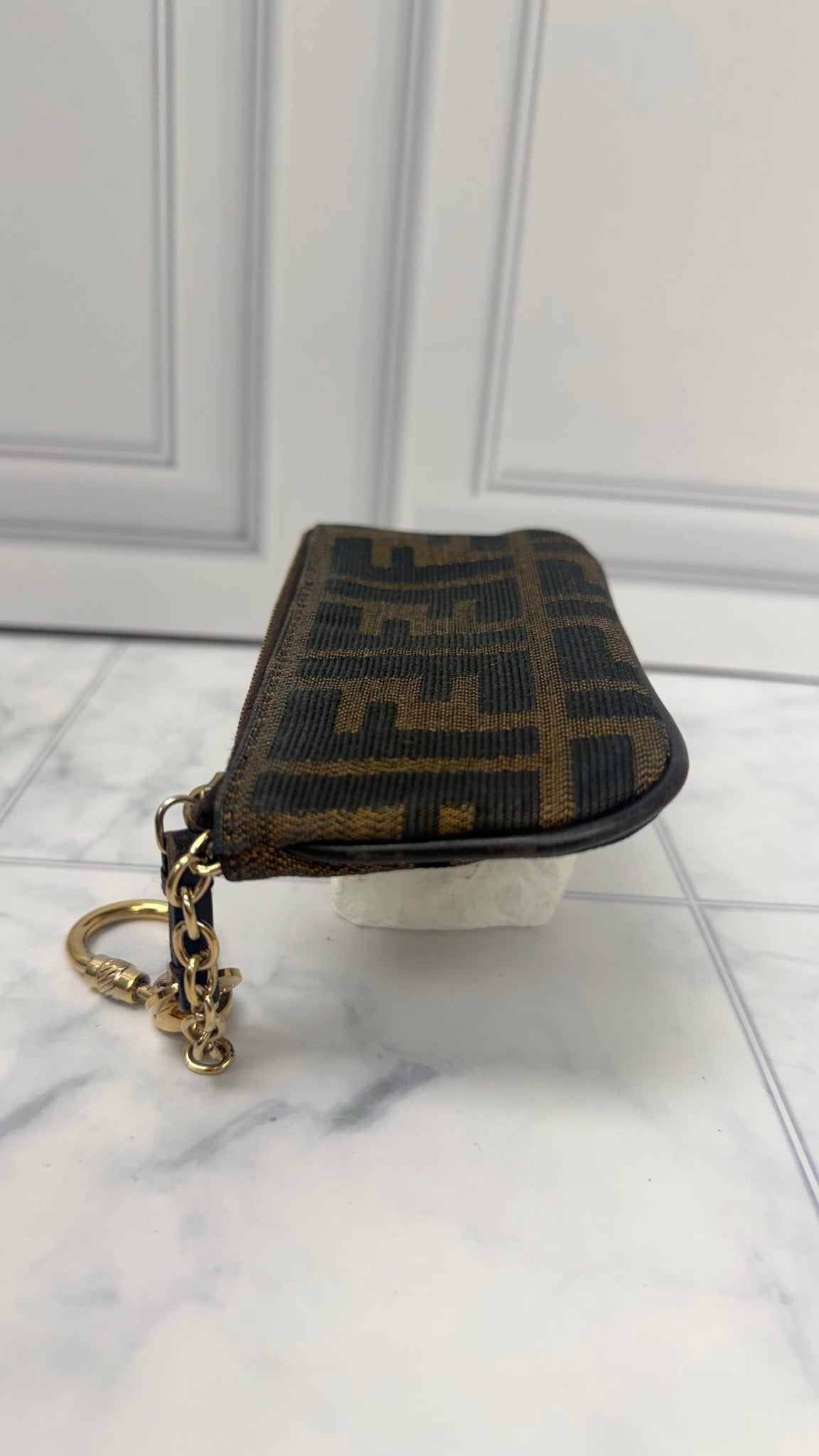 Fendi Brown Canvas Zucca Key Cles