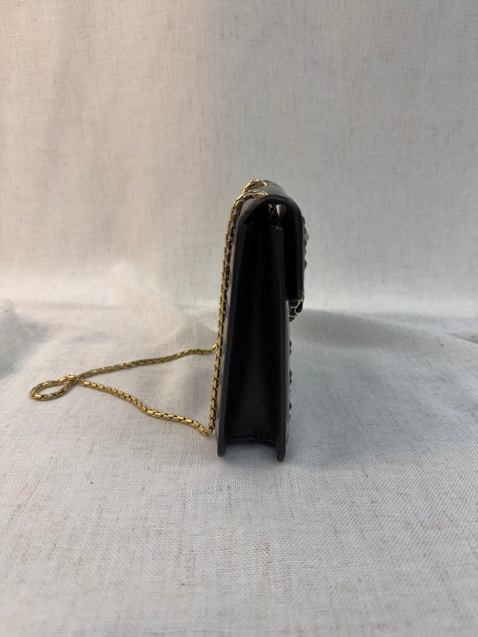 Bvlgari Black Leather serpenti Star Studded Small Crossbody