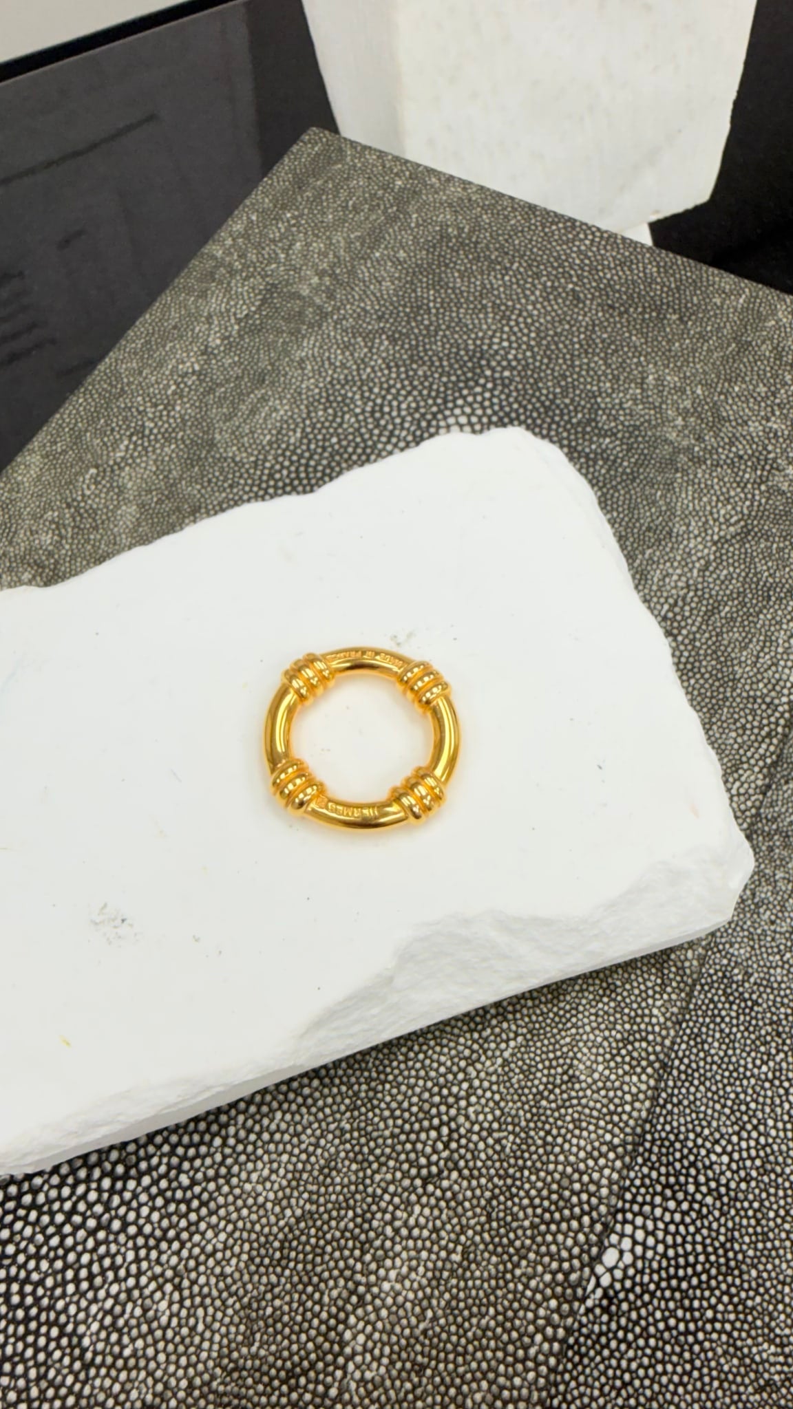 Hermes Gold Toned Bouet Scarf Ring