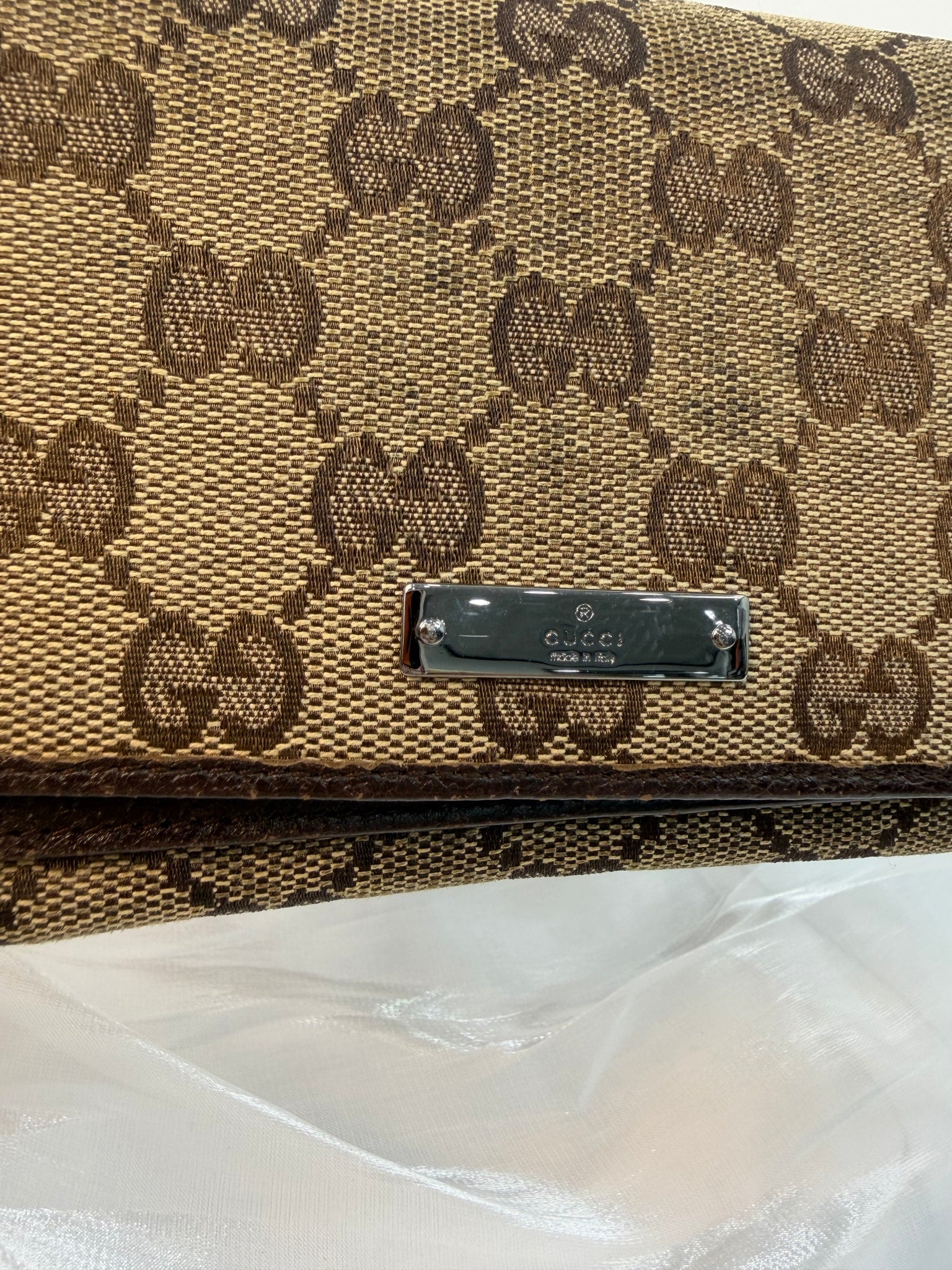 Gucci Brown Canvas GG Supreme Long Wallet