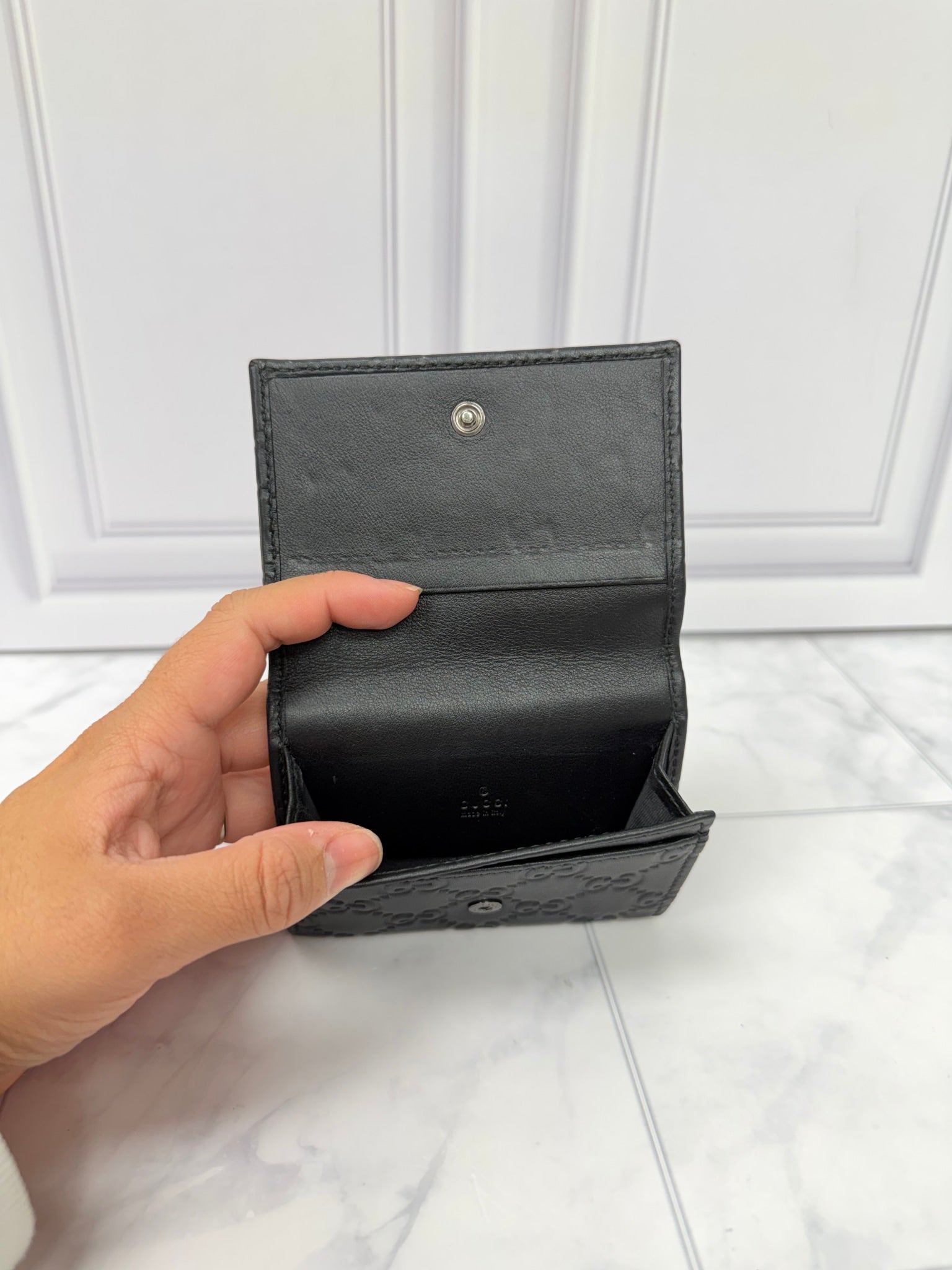 Gucci Black Guccissima Leather Coin Purse