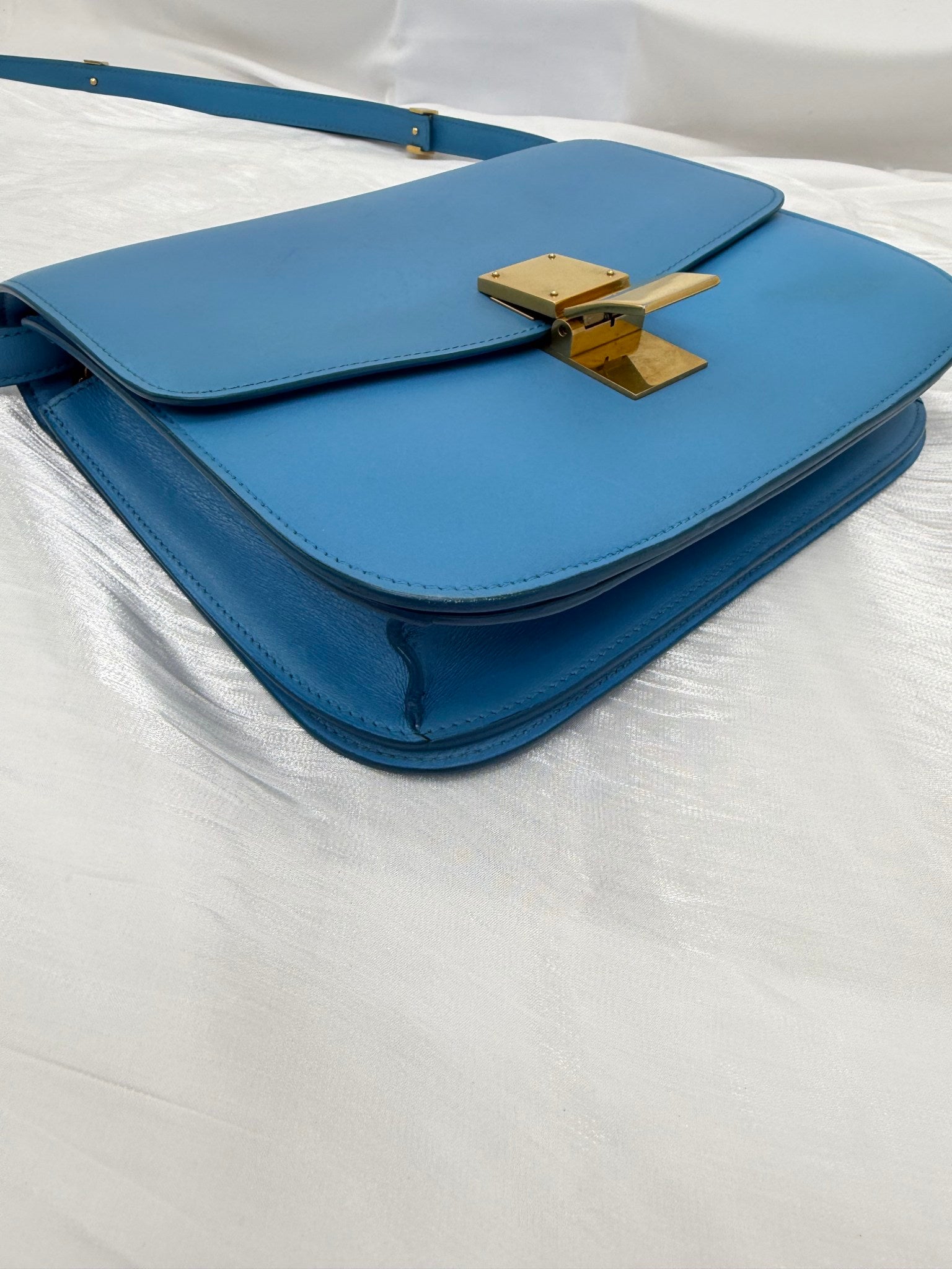 Celine Blue Leather Classic Box Bag