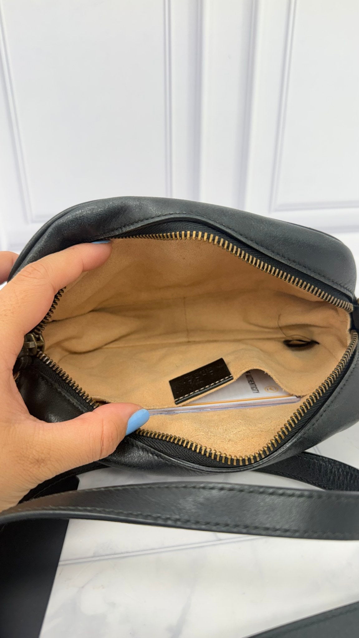 Gucci Black Leather GG Marmont Mini Camera Bag