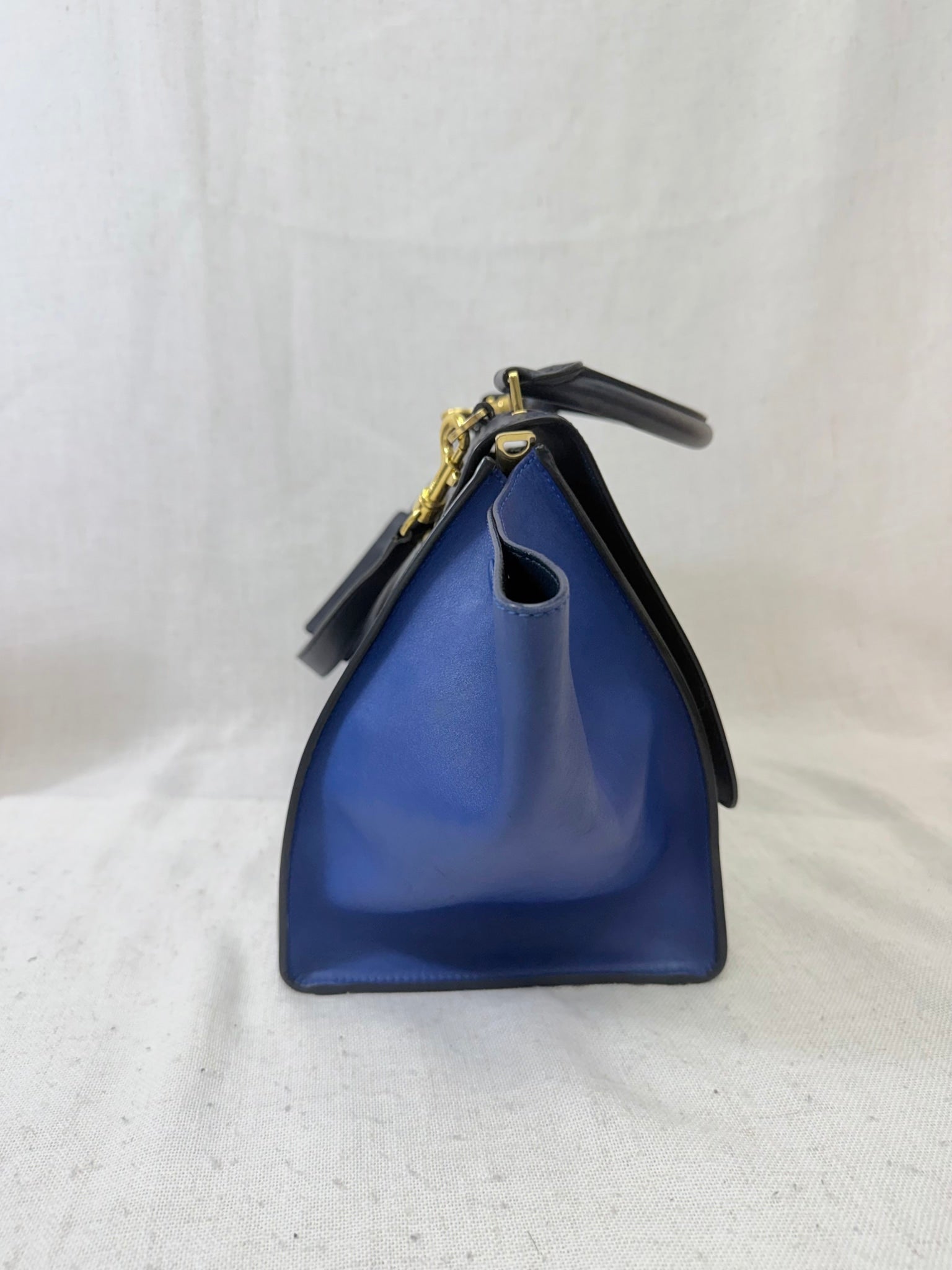 Celine Blue Leather Trapeze Medium Handbag
