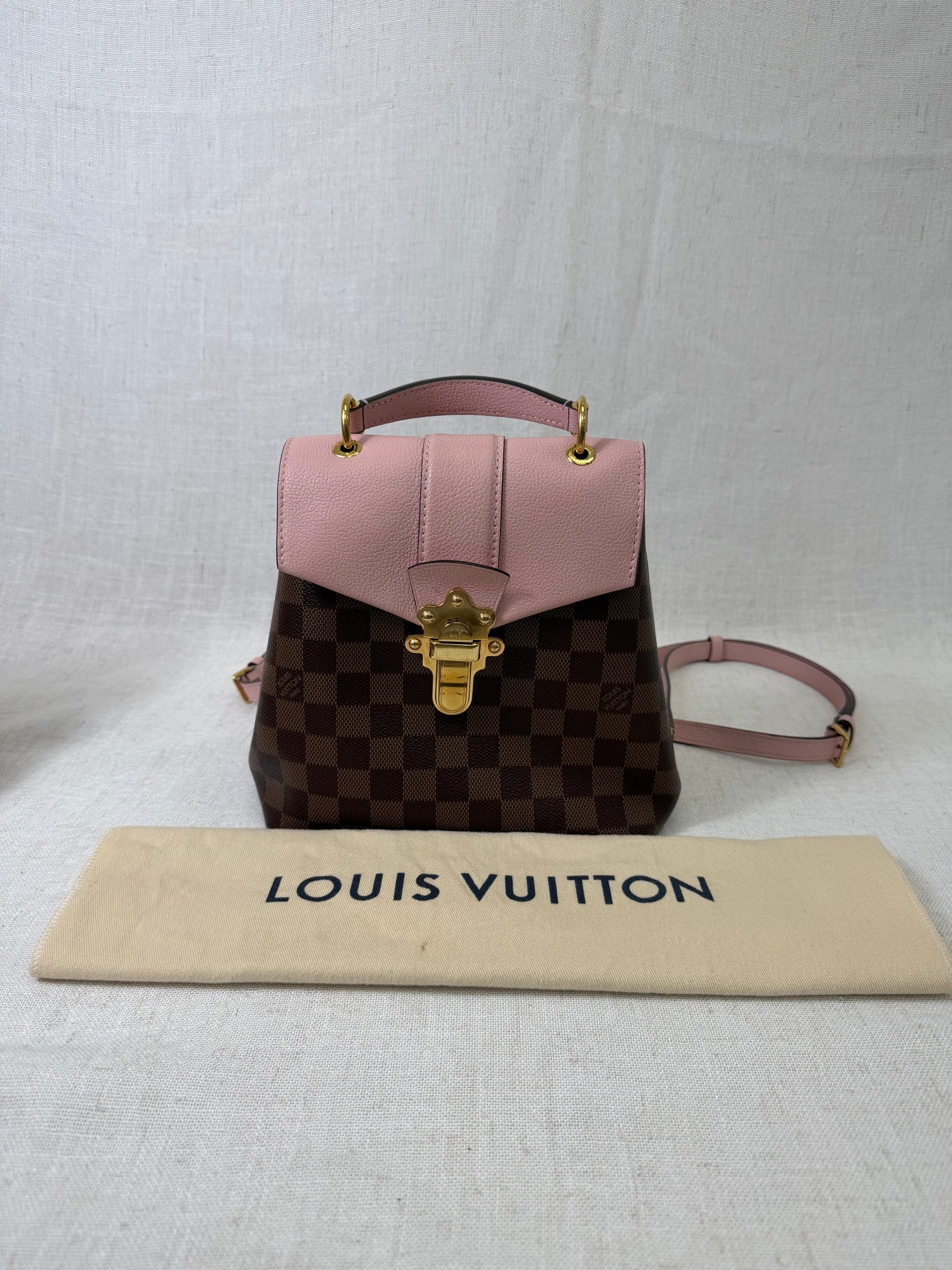 Louis Vuitton Pink Damier Ebene Canvas Clapton Backpack