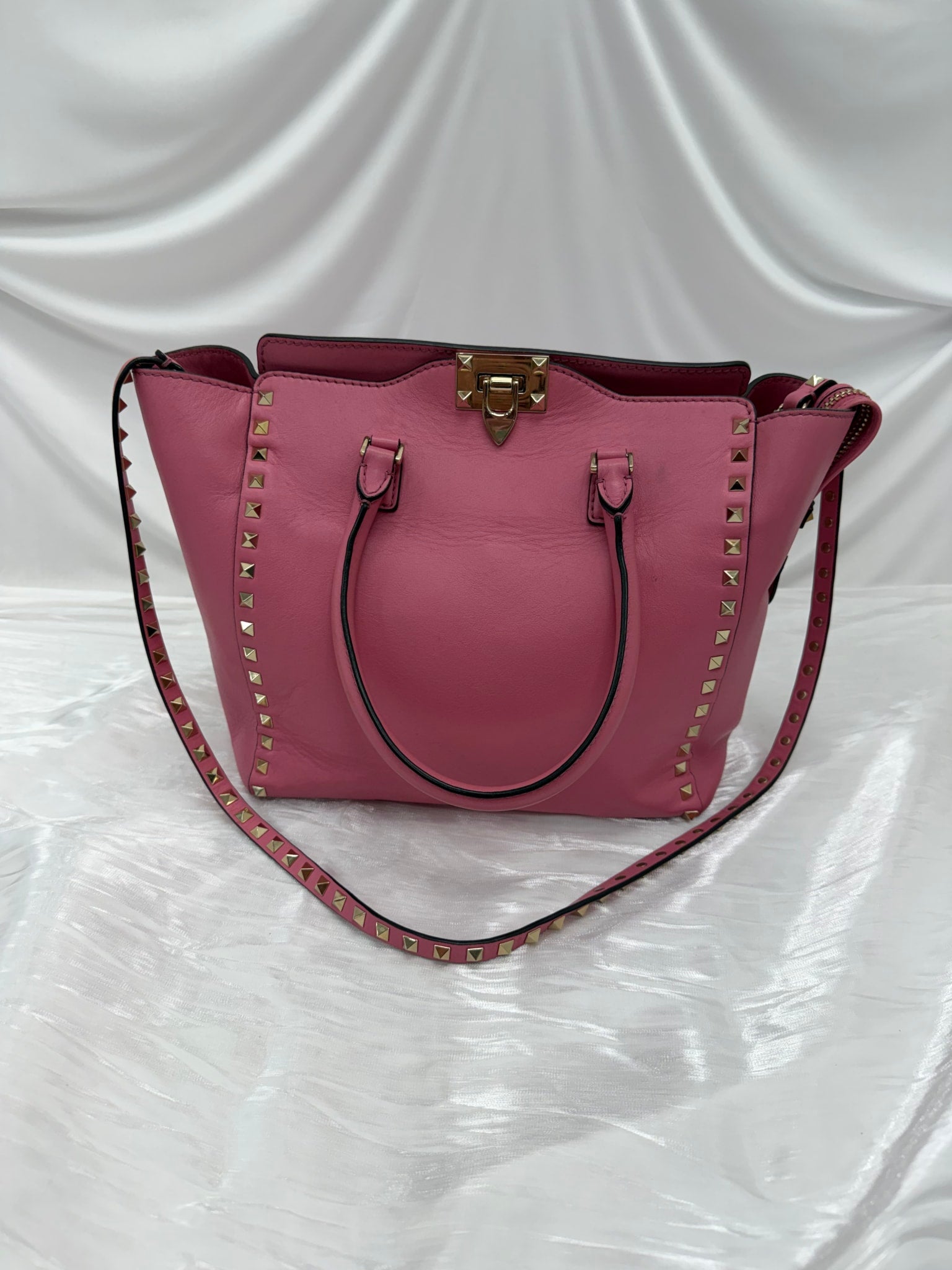 Valentino Pink Leather Rockstud 2Way Handbag