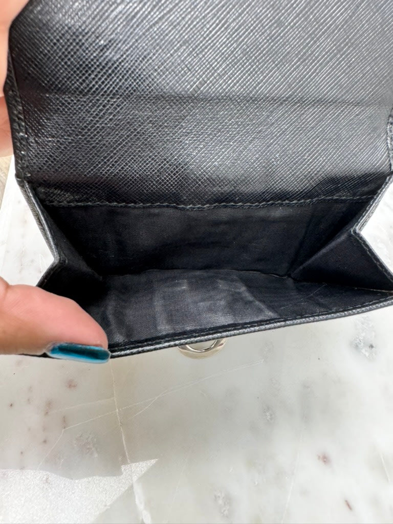 Salvatore Ferragamo Black Saffiano Leather Compact Wallet