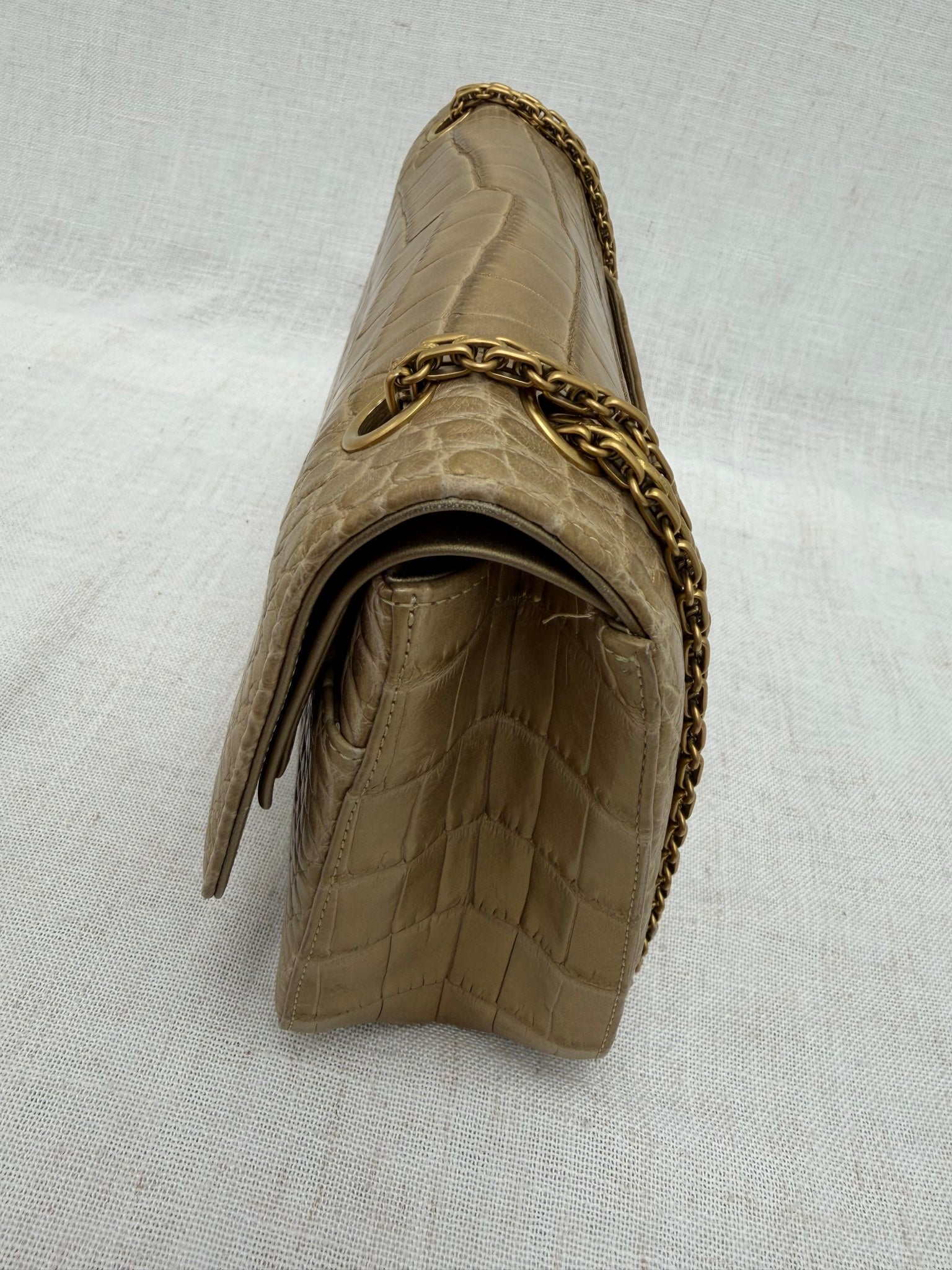 Chanel Metallic Gold Matte Crocodile 2.55 Reissue Double Flap Bag