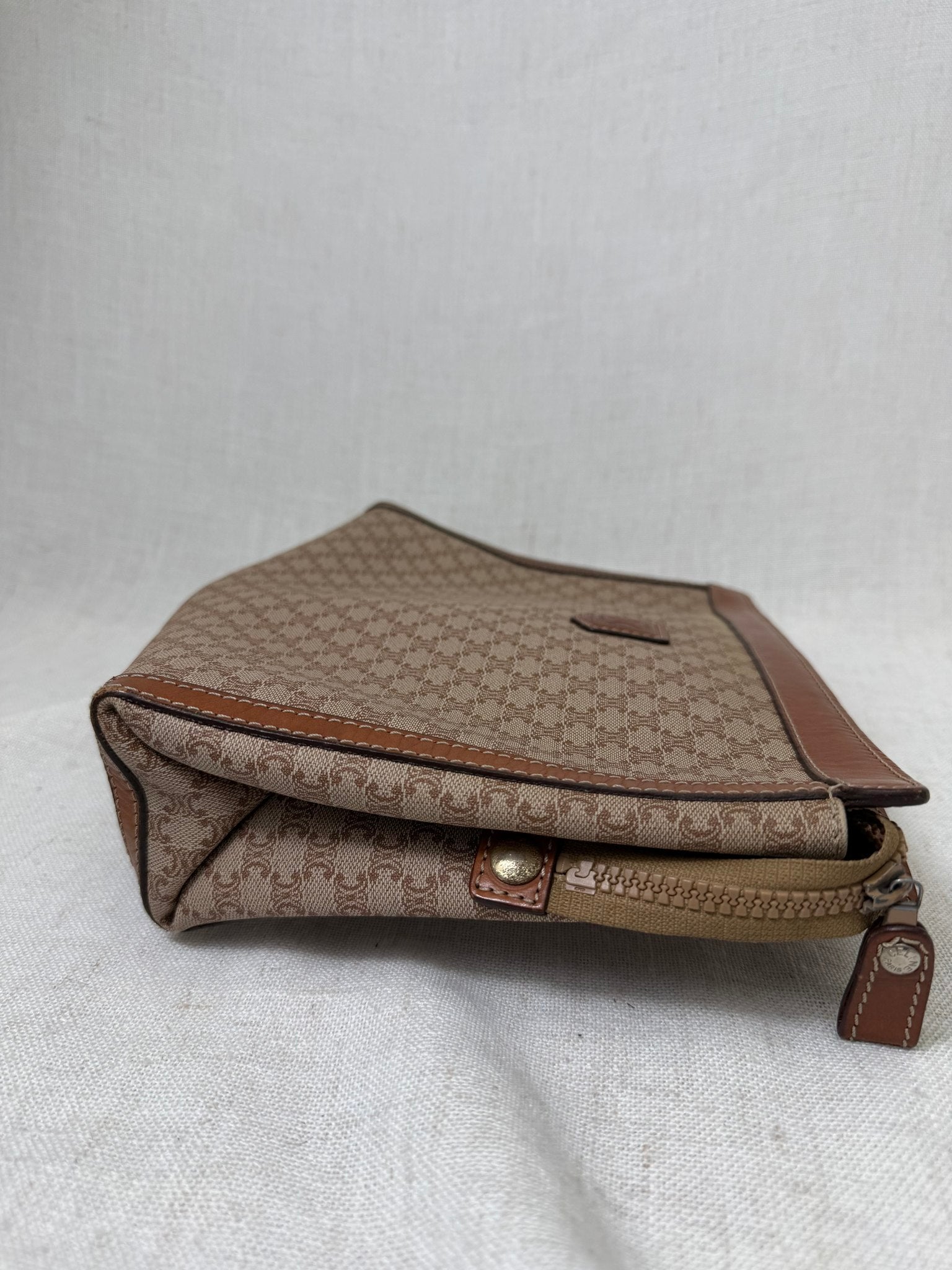 Celine Beige Coated Canvas Macadam Travel Pouch