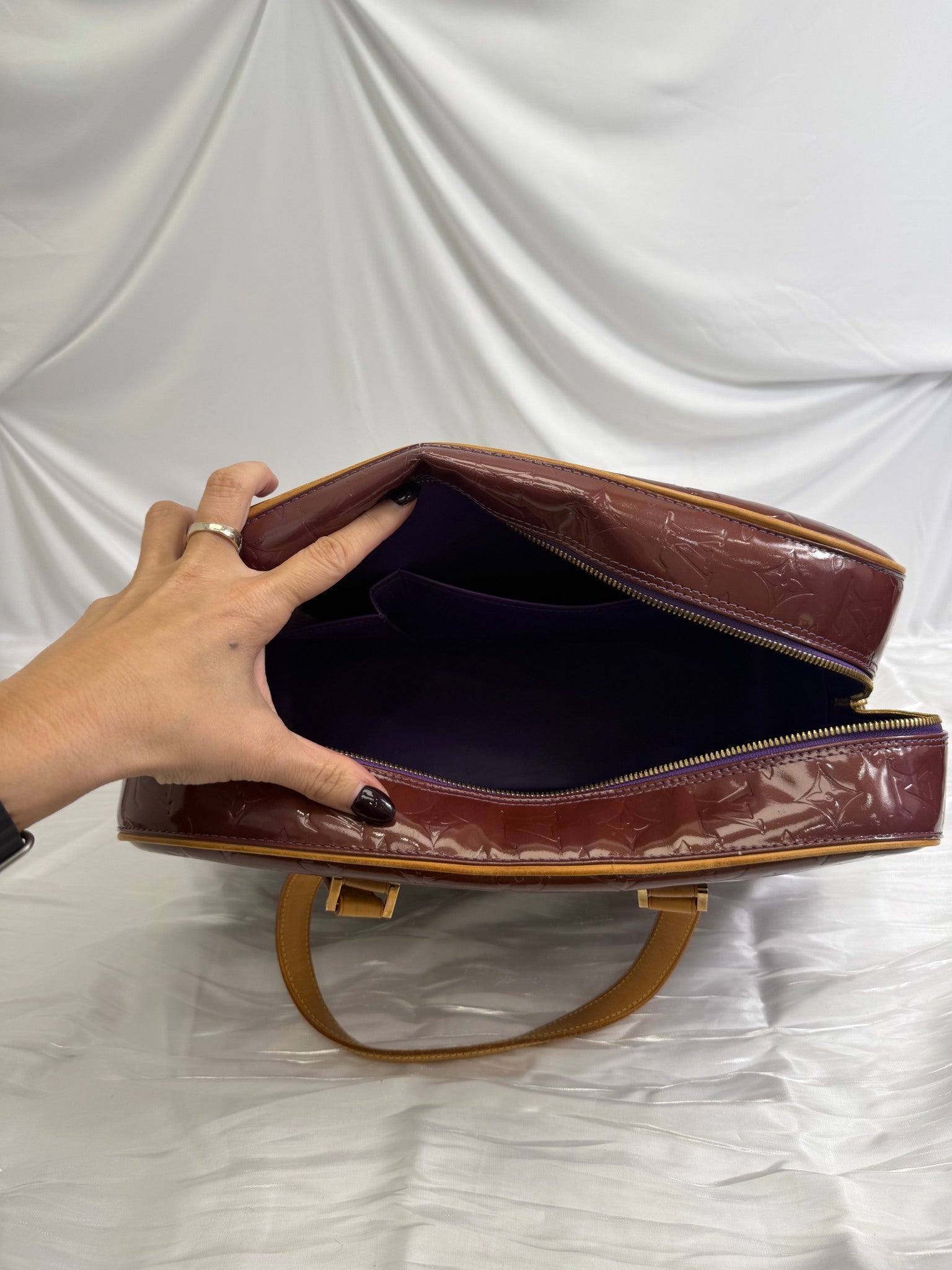 Louis Vuitton Burgundy Vernis Sutton Bag